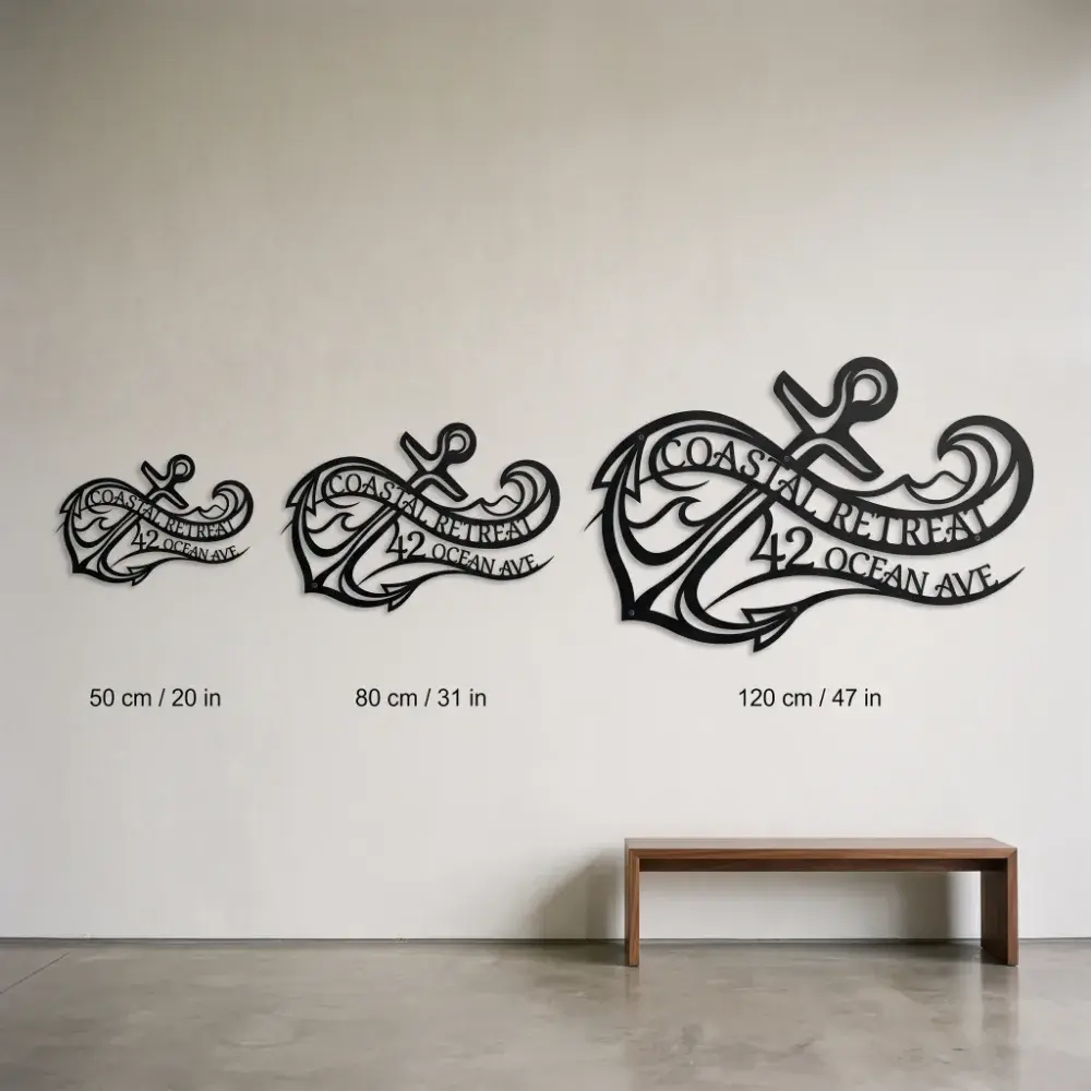 Coastal Anchor Metal Address Sign – Ocean Arrival, Beach House Facade Decor — 10