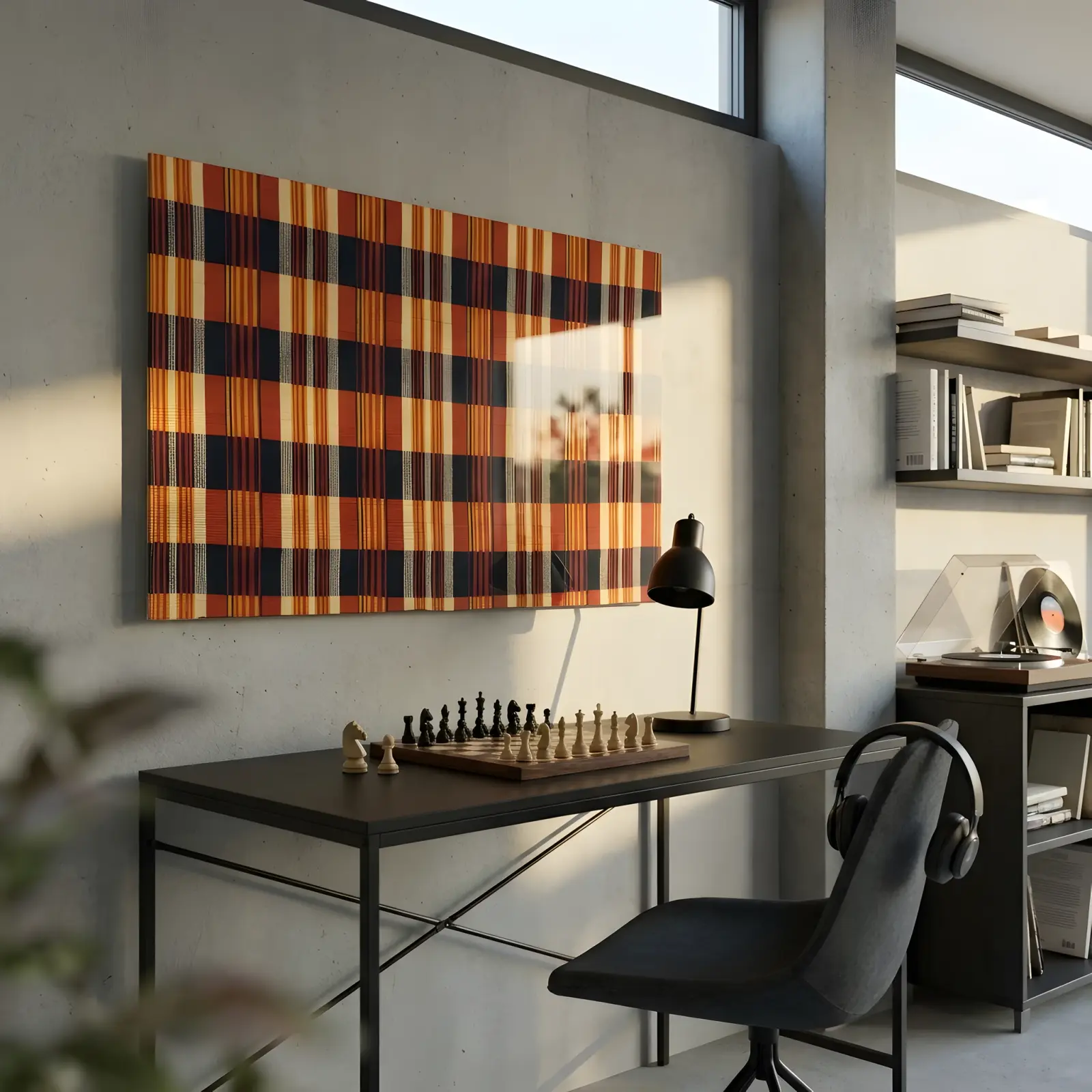Woven Plaid Textile Pattern African Weave | Glass Wall Art — 2