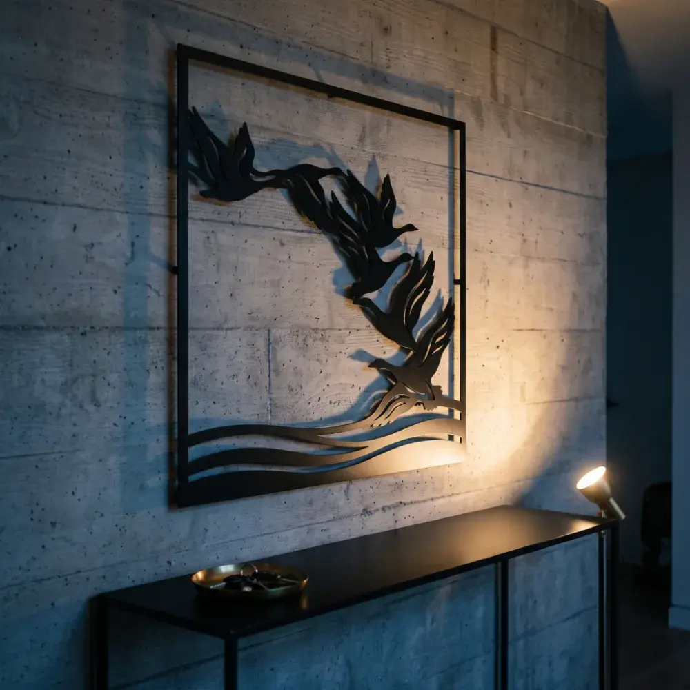 Flying Geese Metal Wall Art – Northbound Flight, Lake House Nature Decor