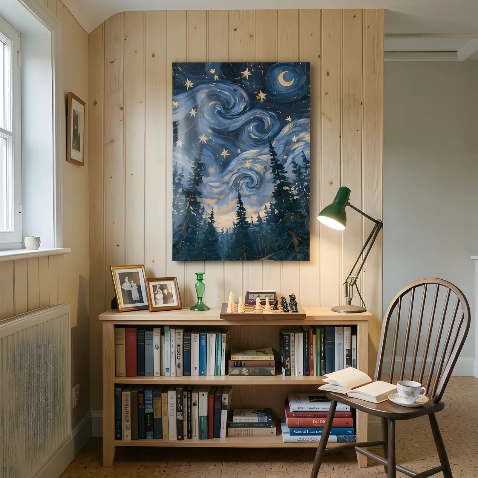Starry Night Forest Wall Art Swirling Sky | Glass Wall Art — 7
