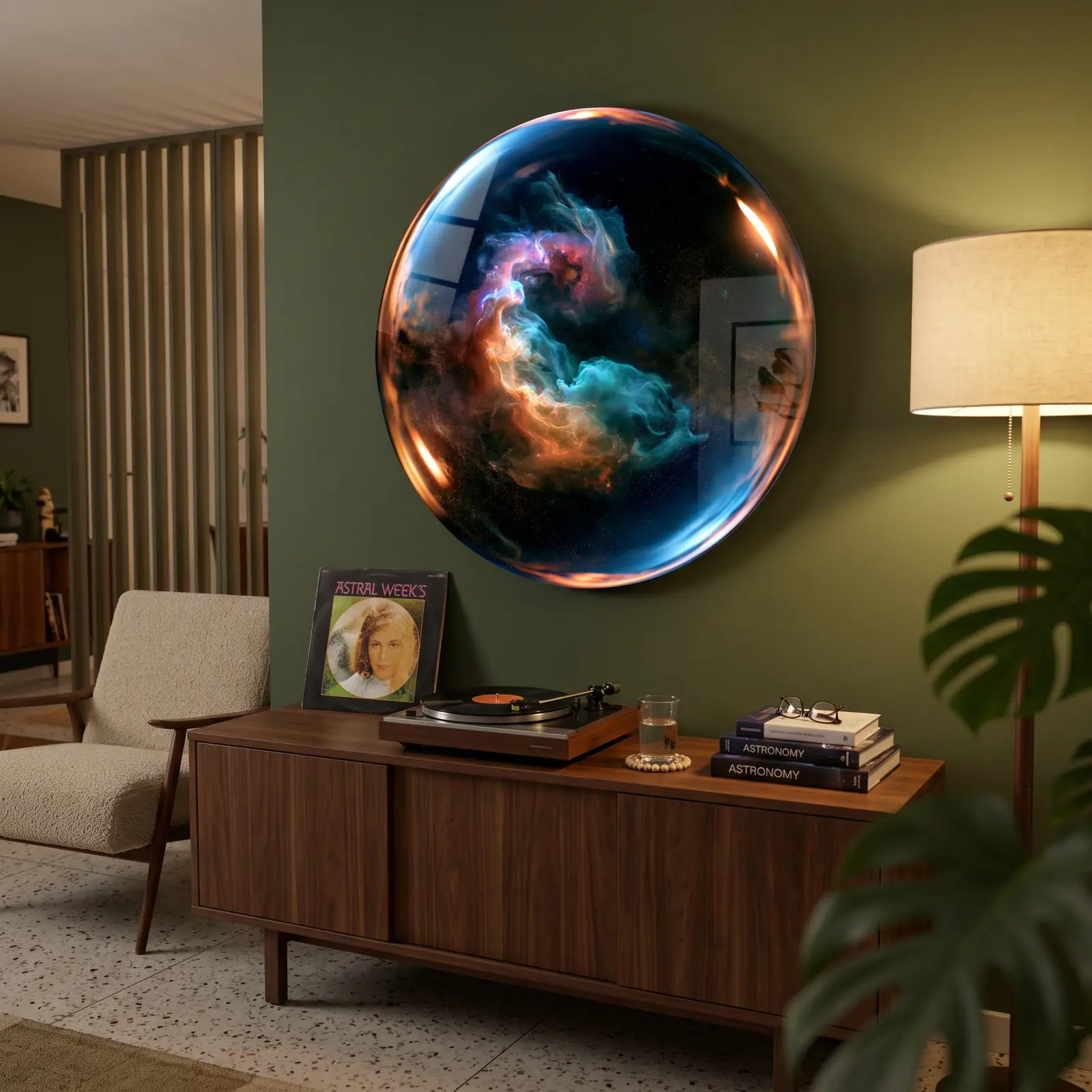 Nebula Glass Wall Art Round Cosmic Space Tempered Glass Print — 2