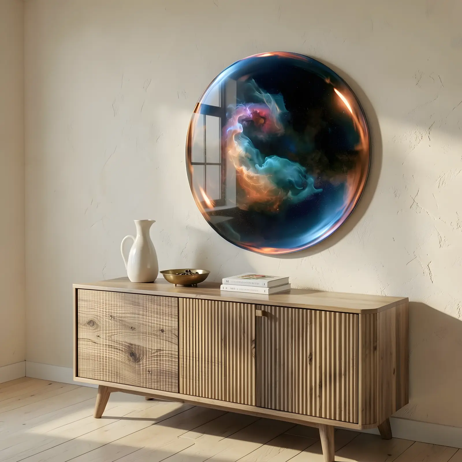 Nebula Glass Wall Art Round Cosmic Space Tempered Glass Print — 4