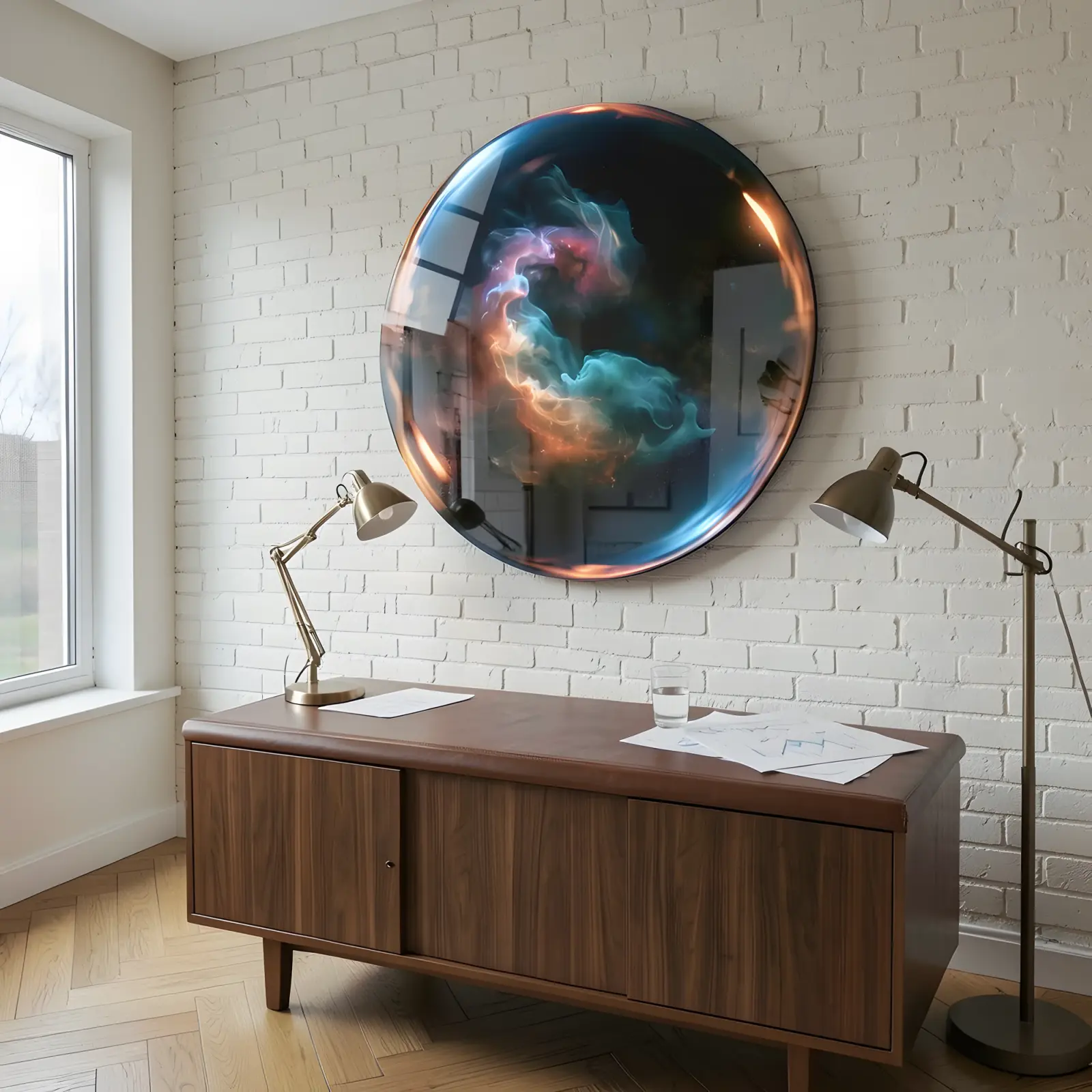 Nebula Glass Wall Art Round Cosmic Space Tempered Glass Print — 6