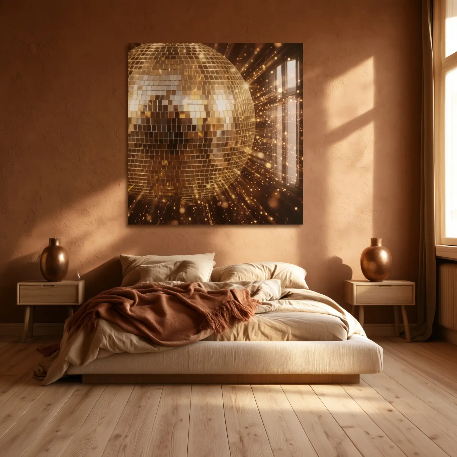 Gold Disco Ball Wall Art Sparkling Mirror Glow | Glass Wall Art — 3