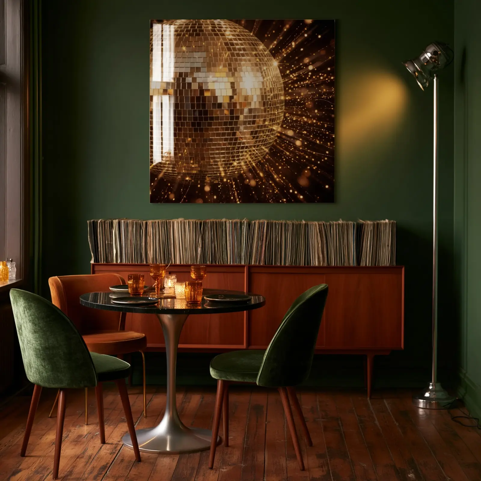 Gold Disco Ball Wall Art Sparkling Mirror Glow | Glass Wall Art — 4