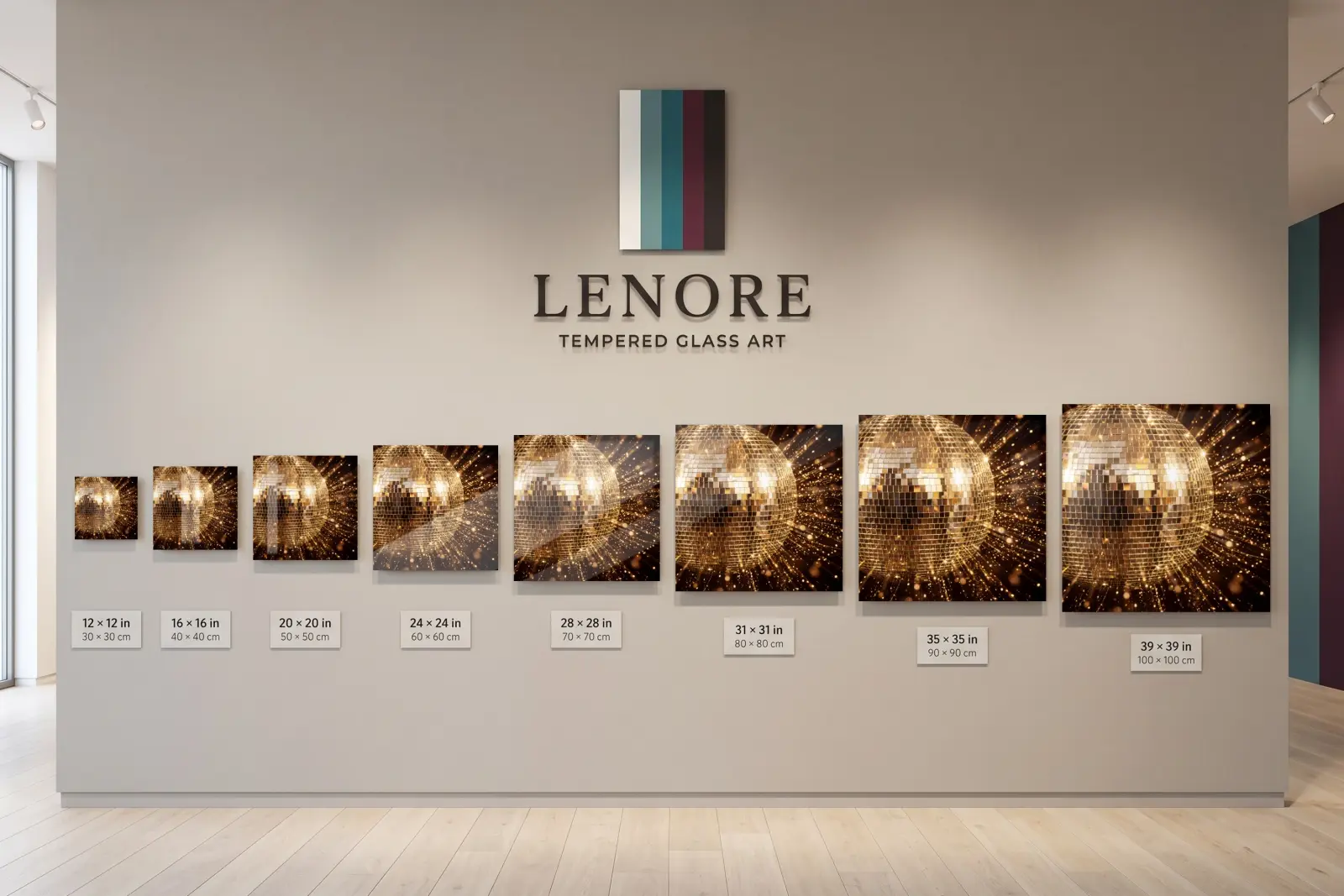 Gold Disco Ball Wall Art Sparkling Mirror Glow | Glass Wall Art — 5