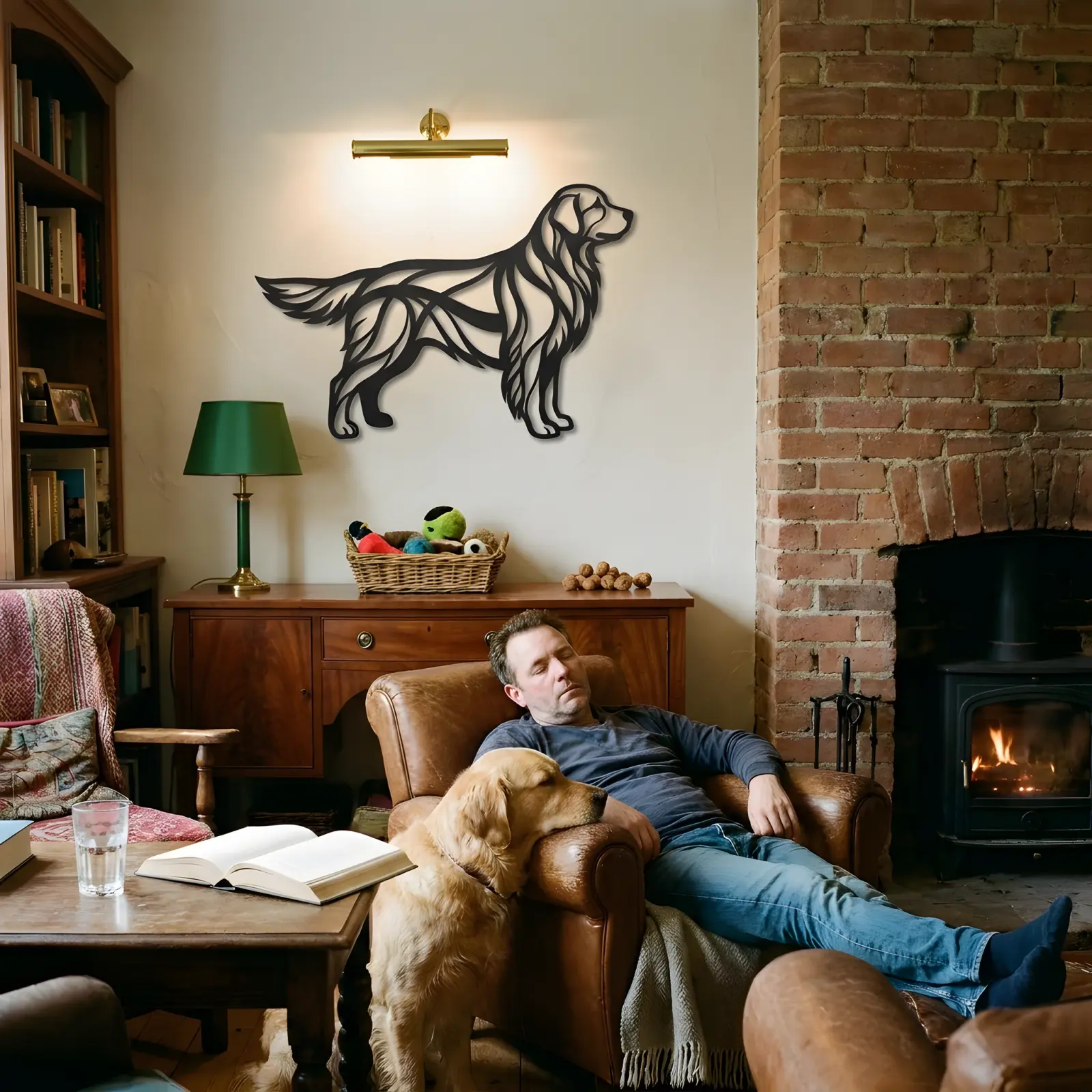 Golden Retriever Metal Wall Art Dog Silhouette – Hearth Hound, Living Room Decor — 5