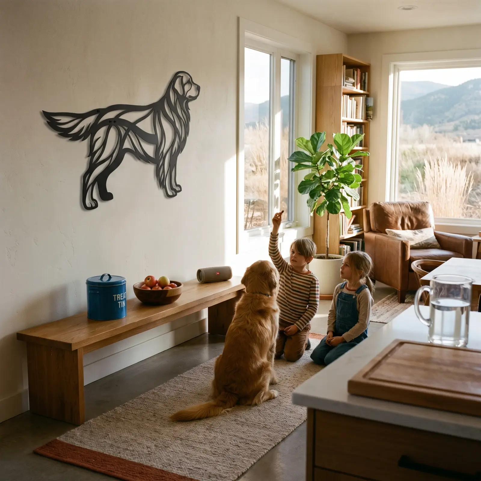 Golden Retriever Metal Wall Art Dog Silhouette – Hearth Hound, Living Room Decor — 7