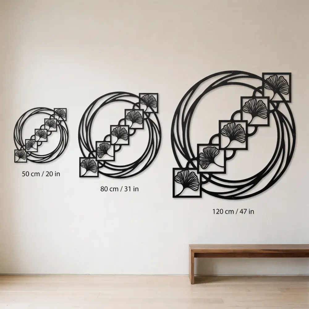 Ginkgo Metal Wall Art – Ginkgo Reverie, Art Nouveau Living Room Decor — 7
