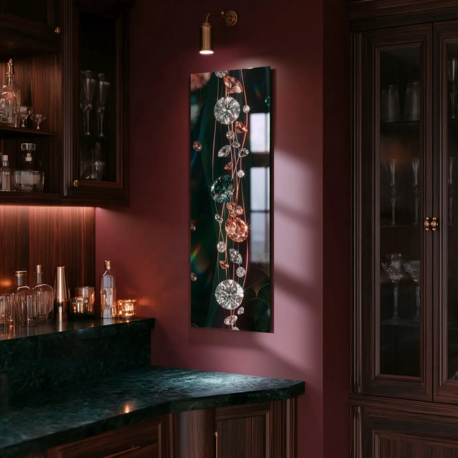 Diamond Gemstone Wall Art Art Deco Glamour | Glass Wall Art — 7