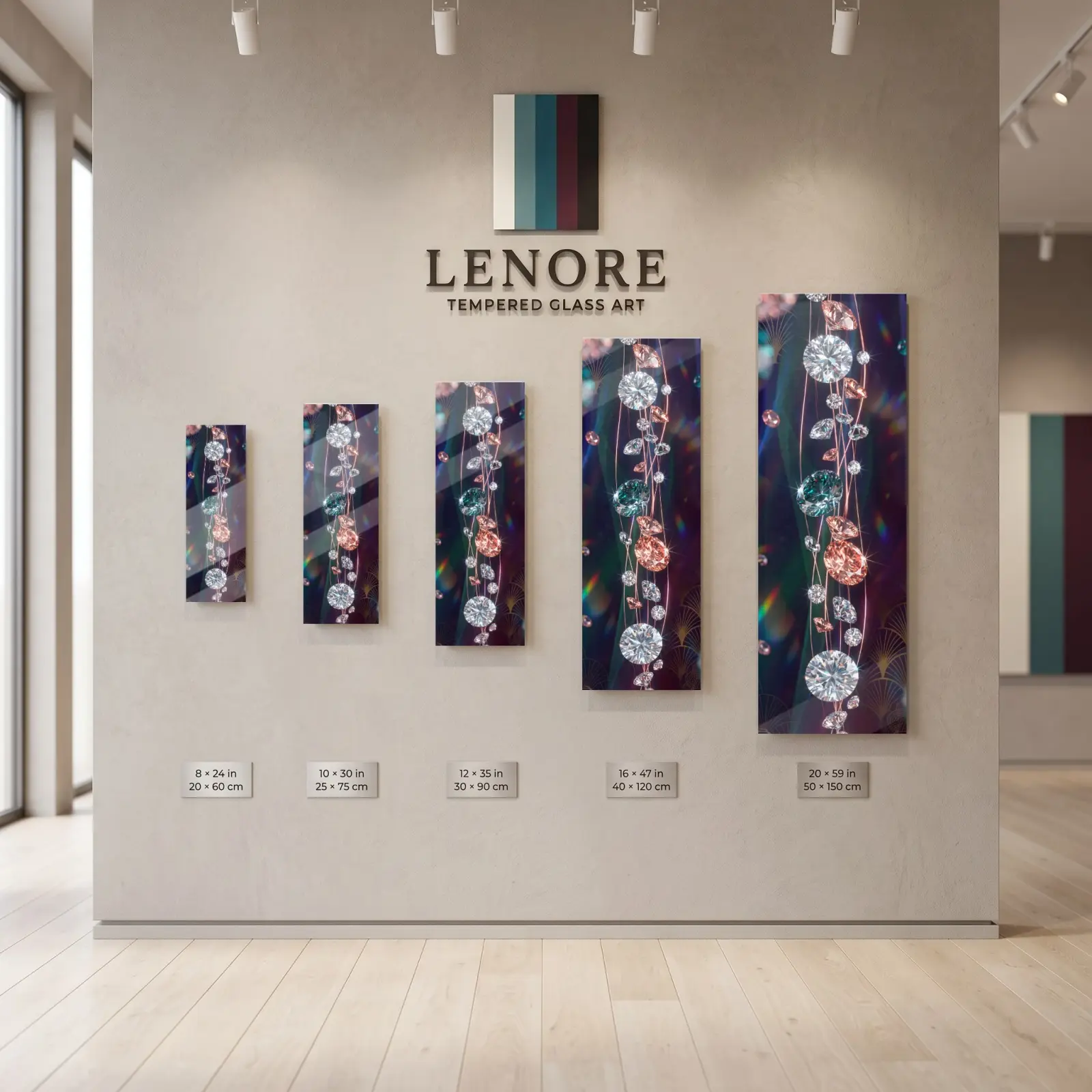 Diamond Gemstone Wall Art Art Deco Glamour | Glass Wall Art — 8