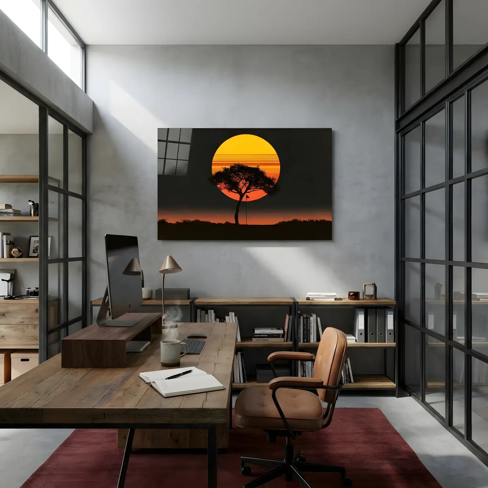 African Sunset Wall Art Acacia Tree Silhouette | Glass Wall Art — 4