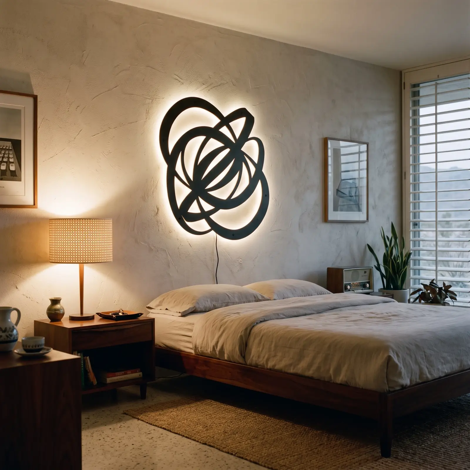 Abstract Orbit Loops Metal Wall Art LED Backlit – Still Motion, Dining Room Decor — 4