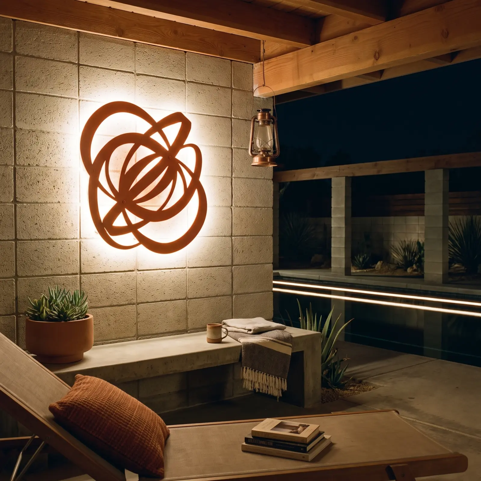Abstract Orbit Loops Metal Wall Art LED Backlit – Still Motion, Dining Room Decor — 6