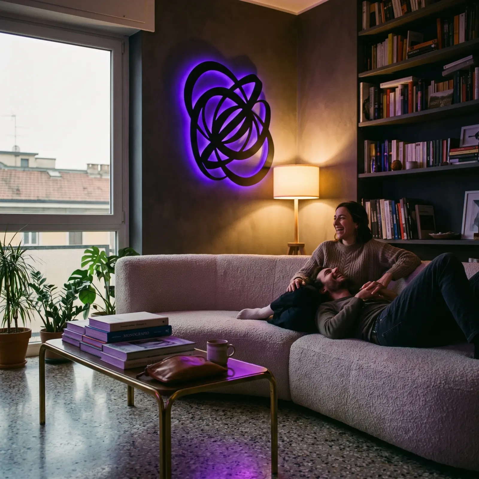 Abstract Orbit Loops Metal Wall Art LED Backlit – Still Motion, Dining Room Decor — 7