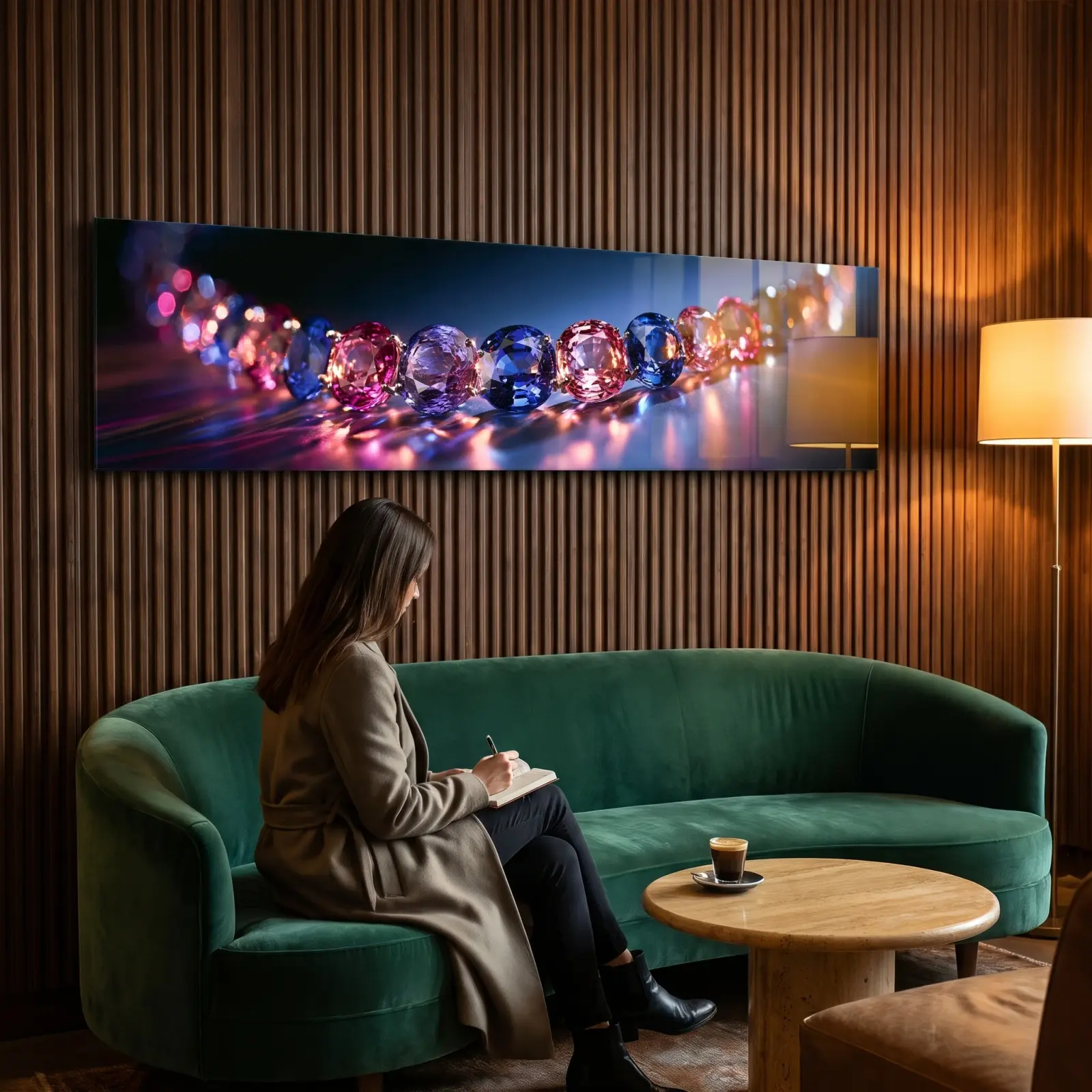 Jewel Tone Gemstone Wide Panoramic Macro | Glass Wall Art