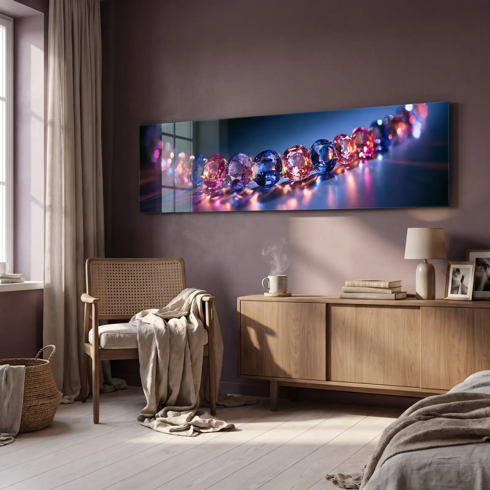 Jewel Tone Gemstone Wide Panoramic Macro | Glass Wall Art — 3