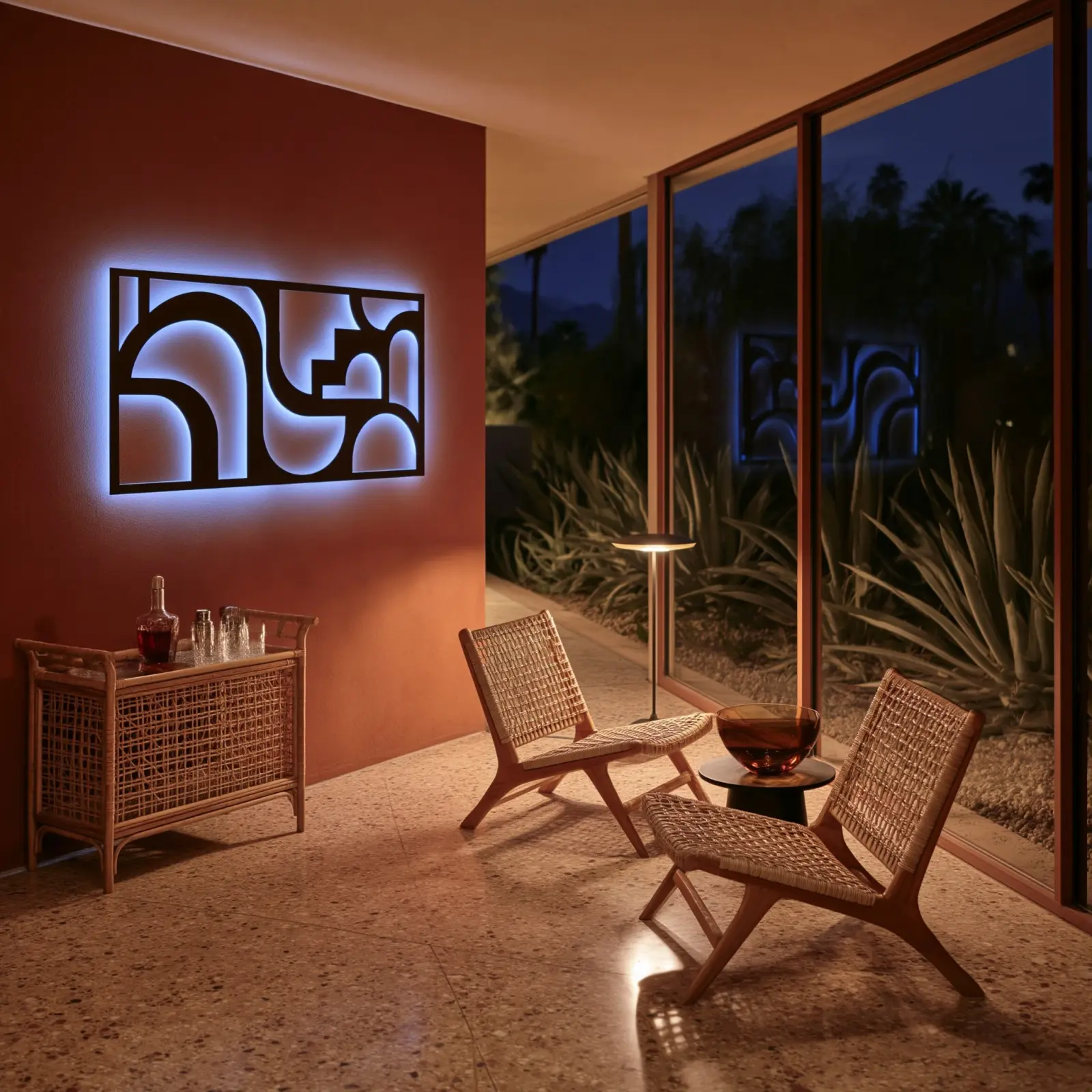 Abstract Geometric Metal LED Wall Art Backlit – Arch Cadence, Living Room Decor — 6