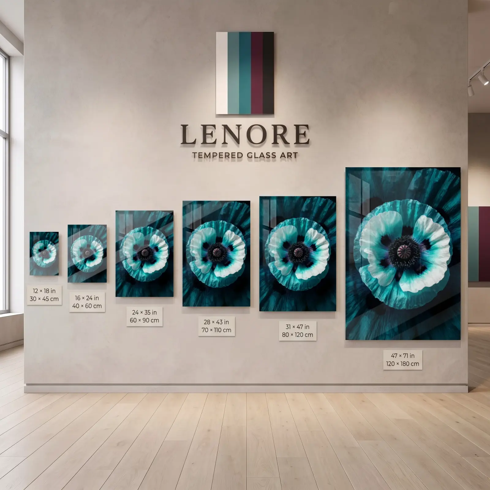 Teal Poppy Flower Macro Botanical Wall Art | Glass Wall Art — 8