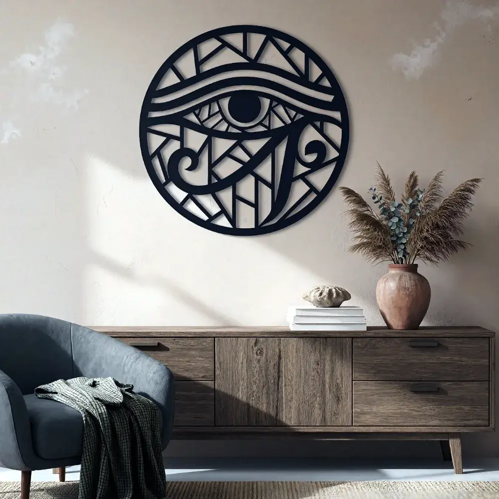 Eye of Horus Metal Wall Art – Ancient Egyptian Symbol, Bohemian Bedroom Decor