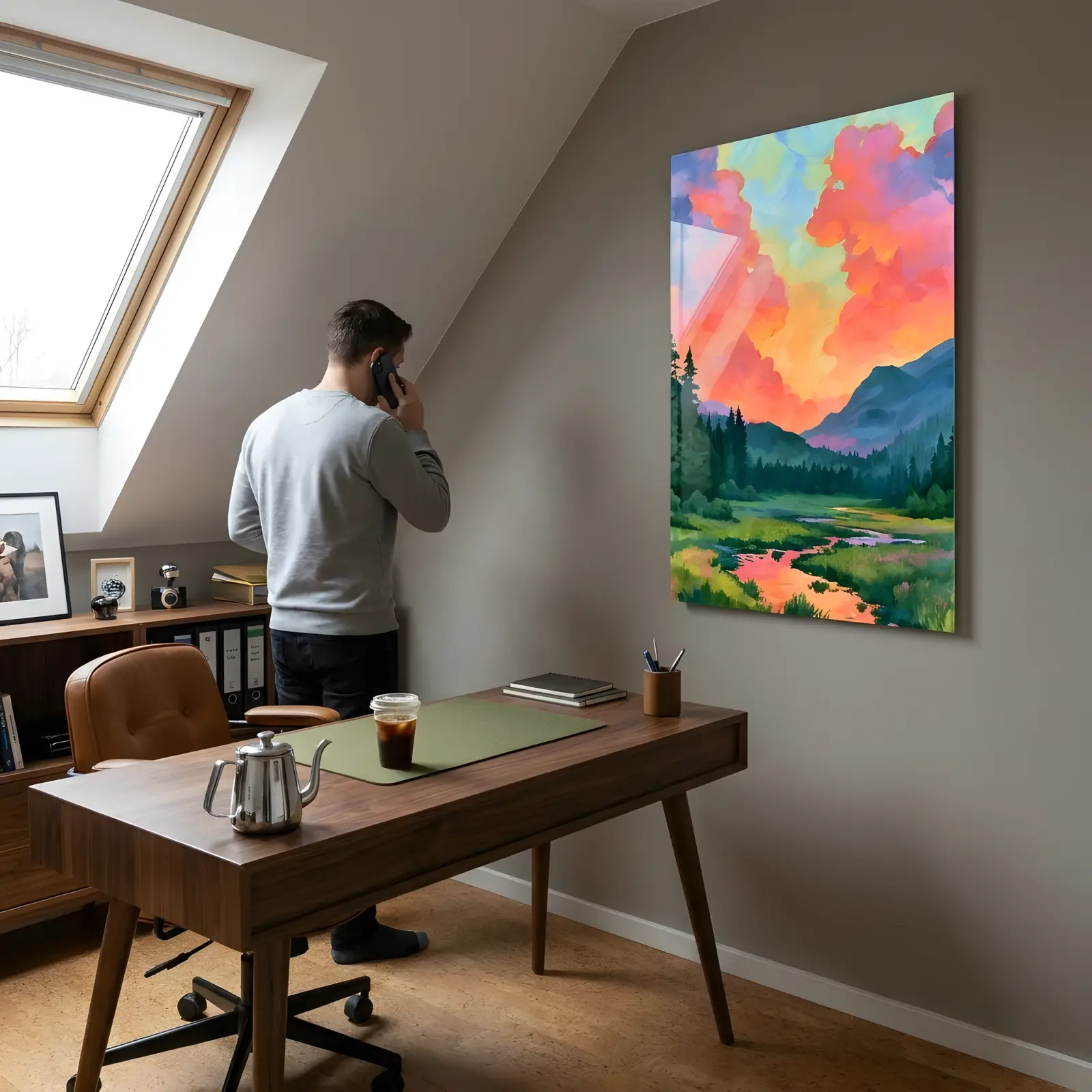 Mountain Sunset Landscape Painterly Alpine Valley | Glass Wall Art — 3