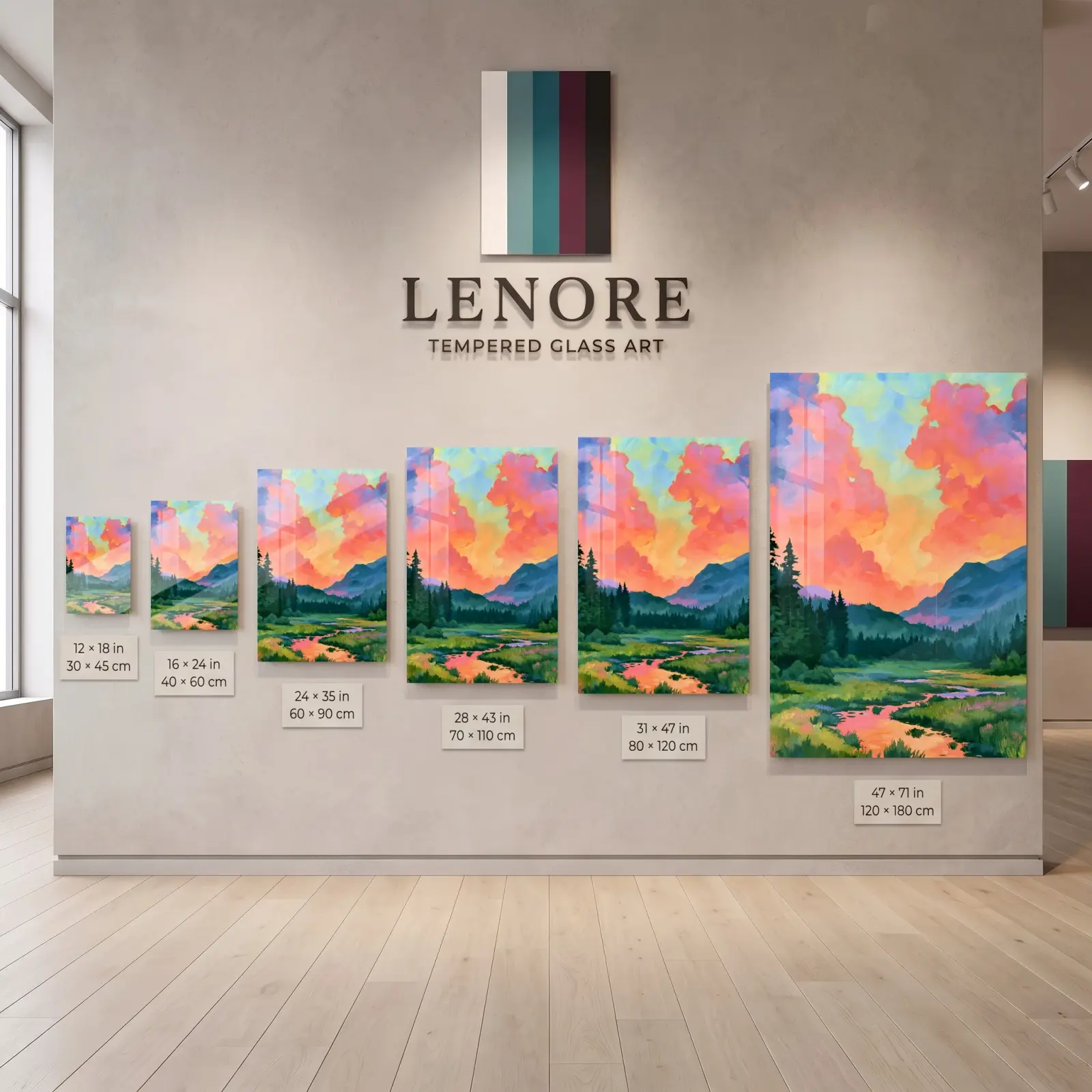 Mountain Sunset Landscape Painterly Alpine Valley | Glass Wall Art — 5