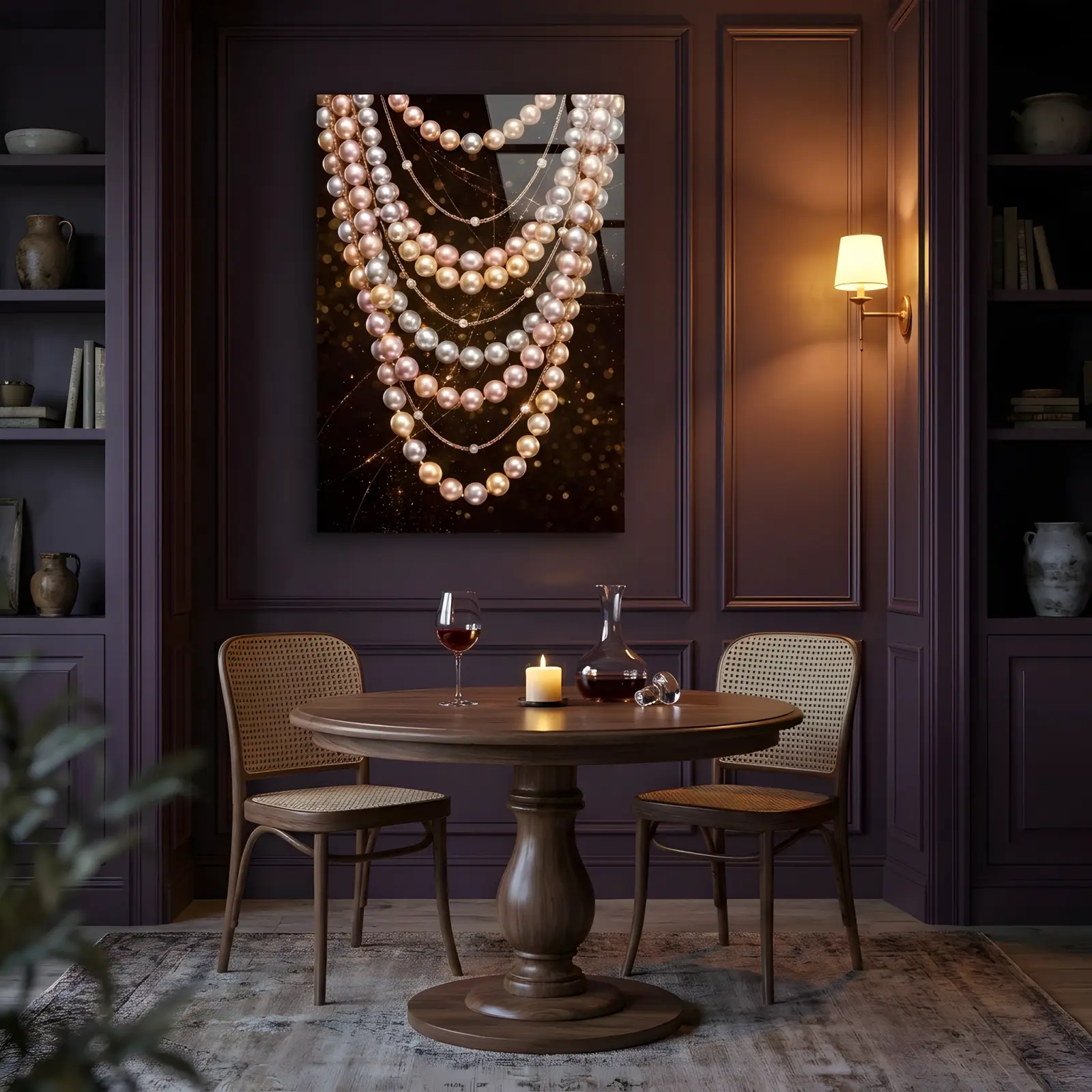 Pearl Strand Glass Wall Art Luxury Jewelry Tempered Glass Print — 2