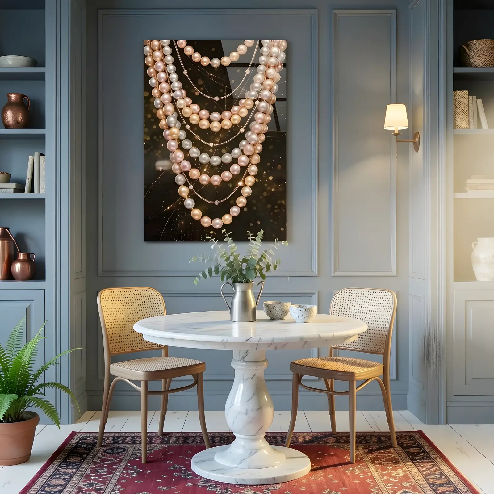 Pearl Strand Glass Wall Art Luxury Jewelry Tempered Glass Print — 7