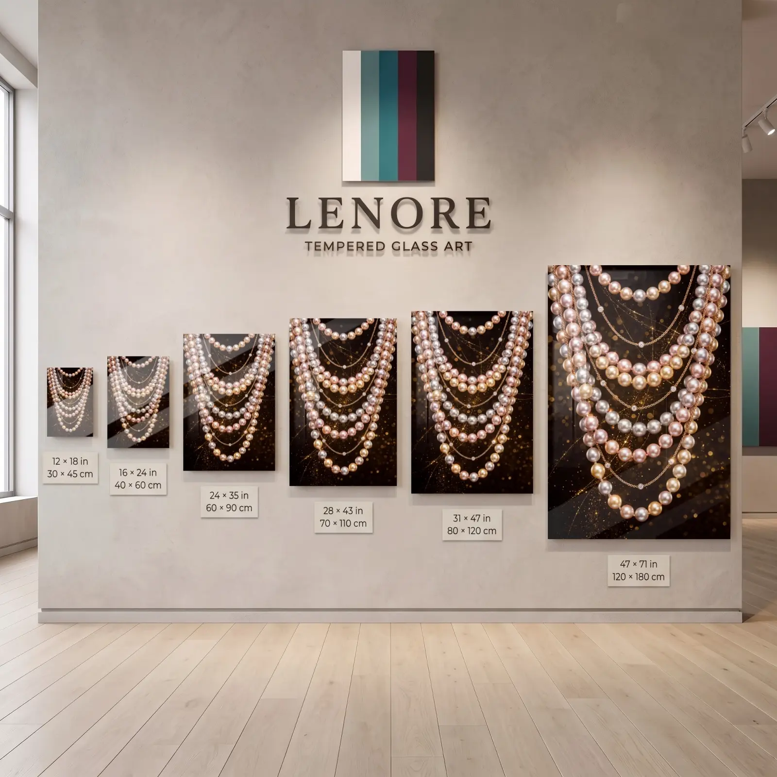Pearl Strand Glass Wall Art Luxury Jewelry Tempered Glass Print — 8