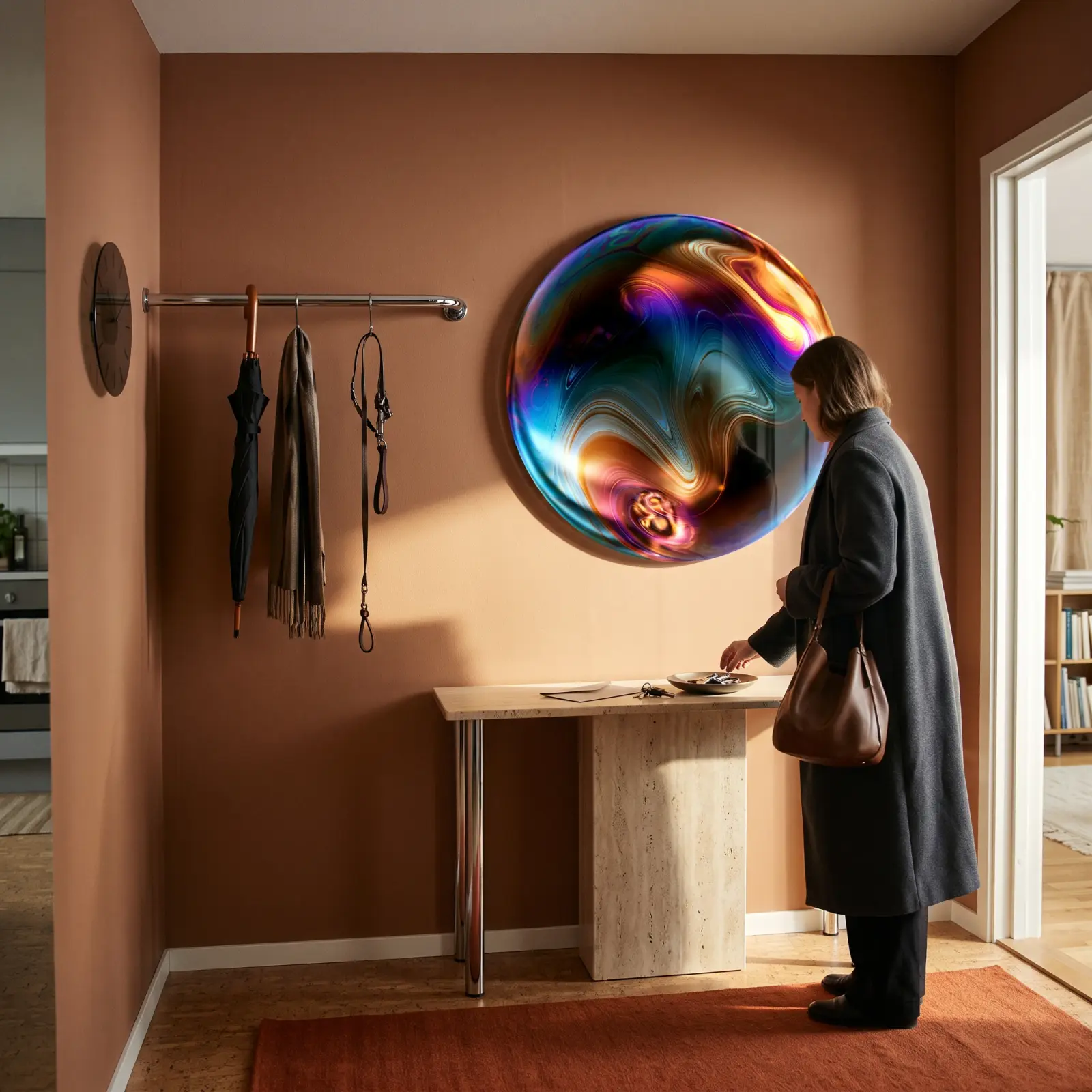 Round Abstract Swirl Glass Wall Art Fluid Marble Circle | Glass Wall Decor — 3