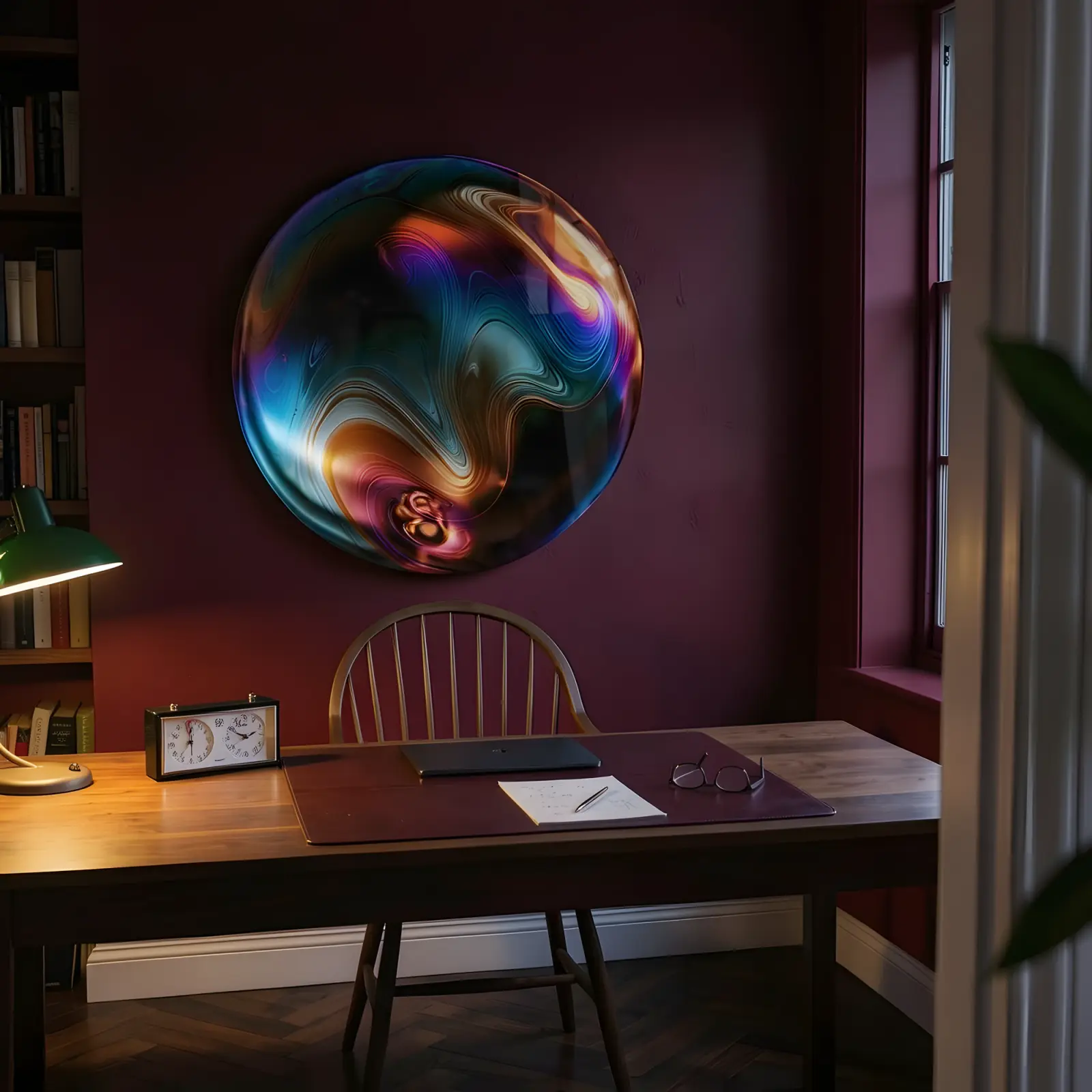 Round Abstract Swirl Glass Wall Art Fluid Marble Circle | Glass Wall Decor — 5