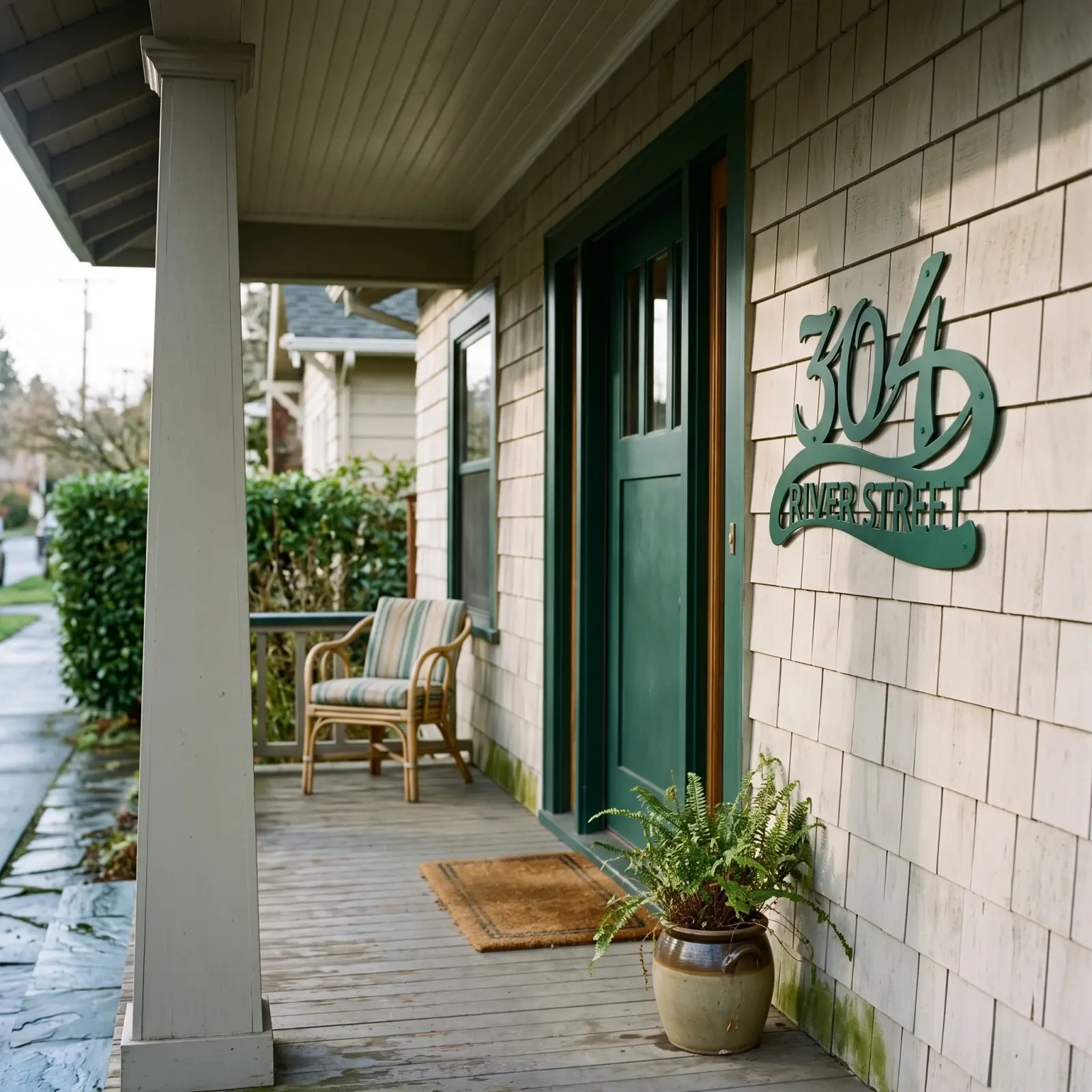 Personalized Address Metal Wall Art House Number Sign – River Script, Front Porch Decor