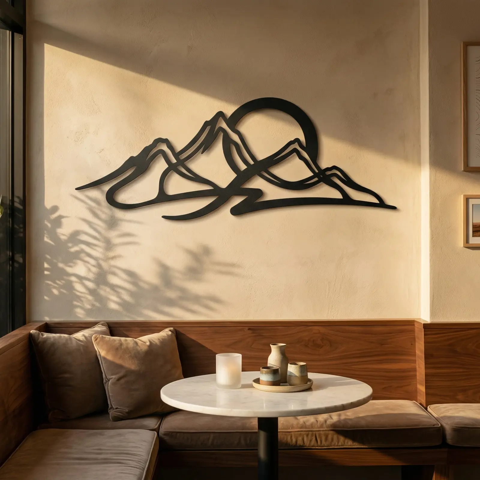 Mountain Sunset Metal Wall Art – Alpine Horizon, Living Room Lodge Decor