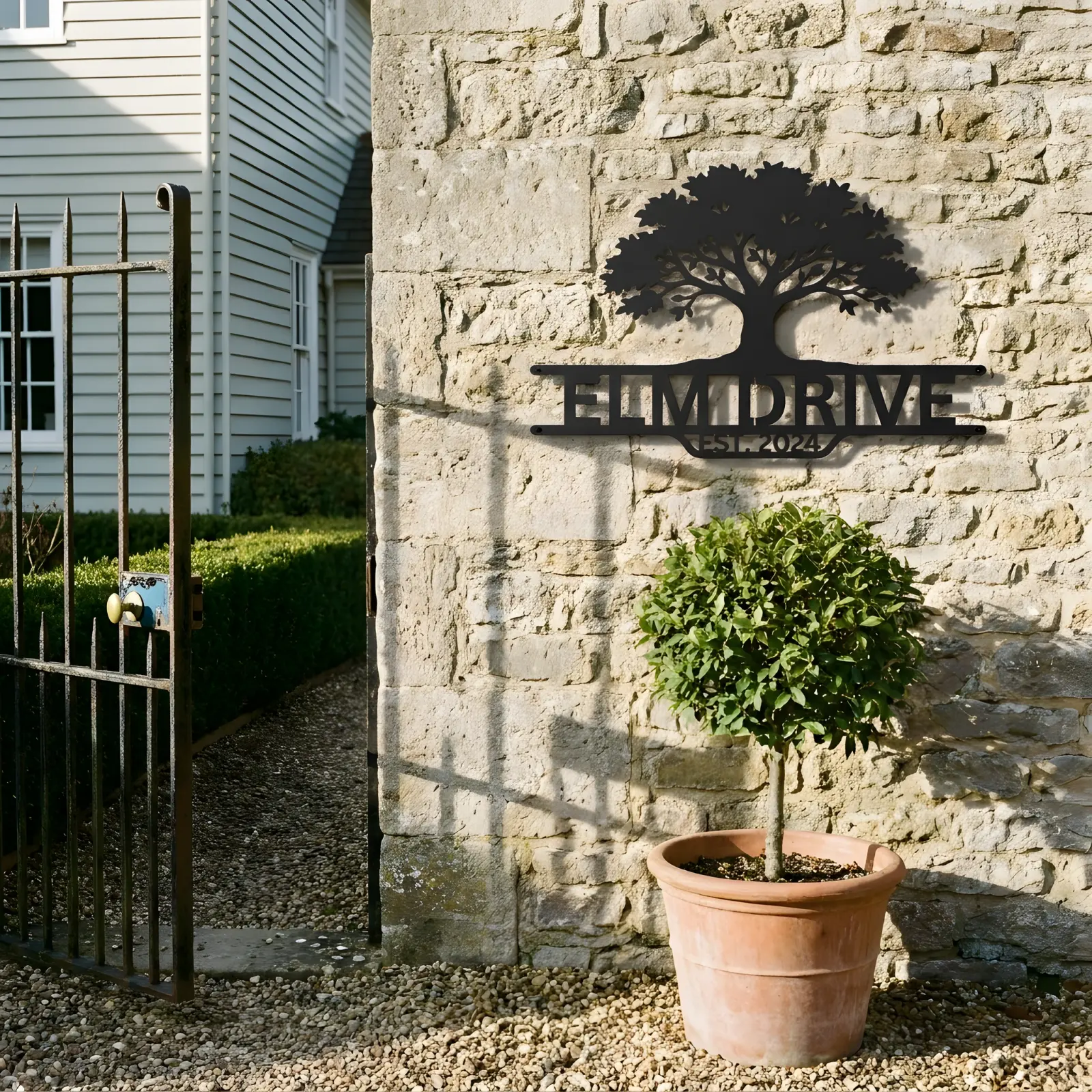 Personalized Tree Metal Address Sign Wall Art – Rooted Welcome, Front Porch Entry Decor — 6