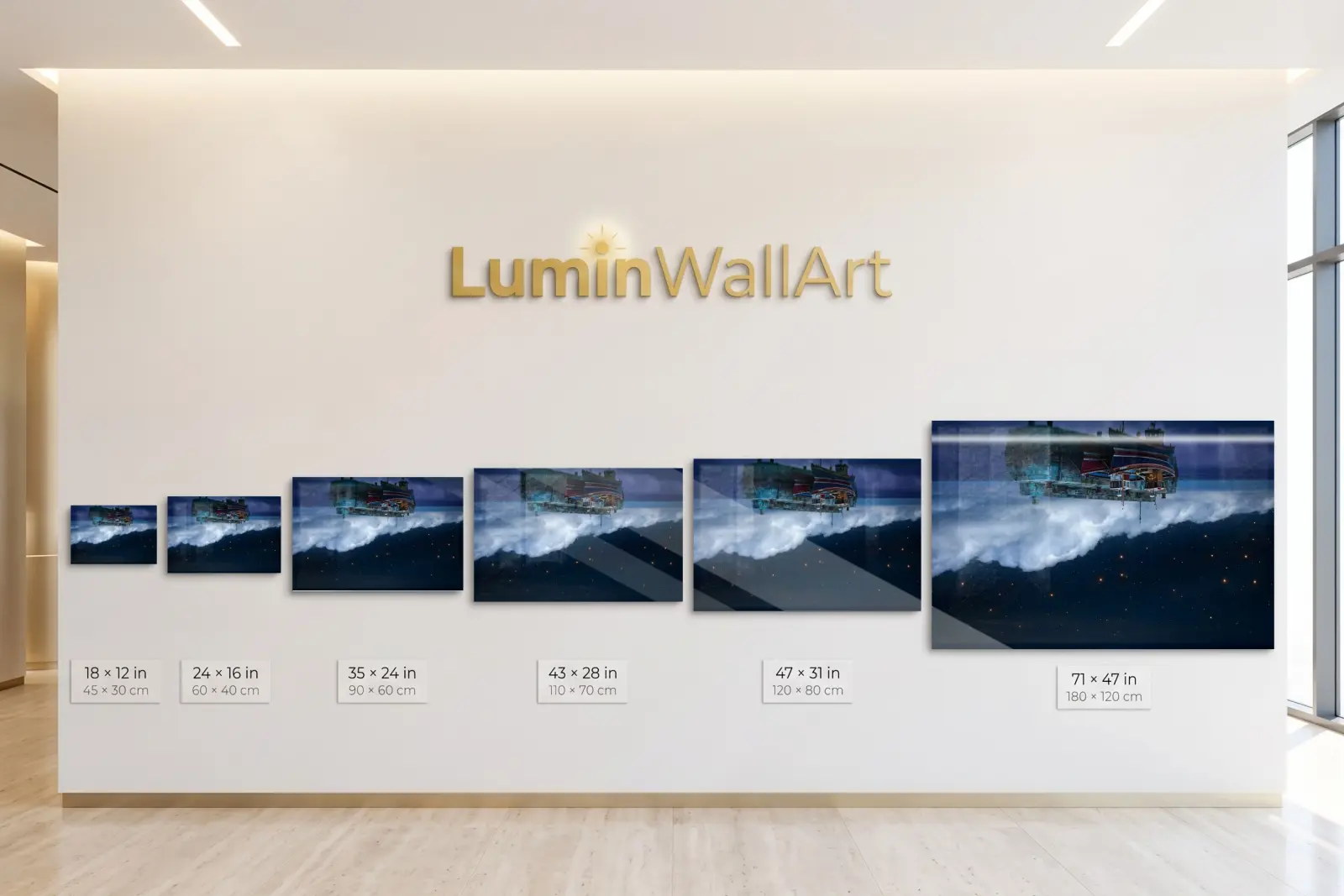 Surreal Harbor Night Sky Floating Pier | Glass Wall Art — 5