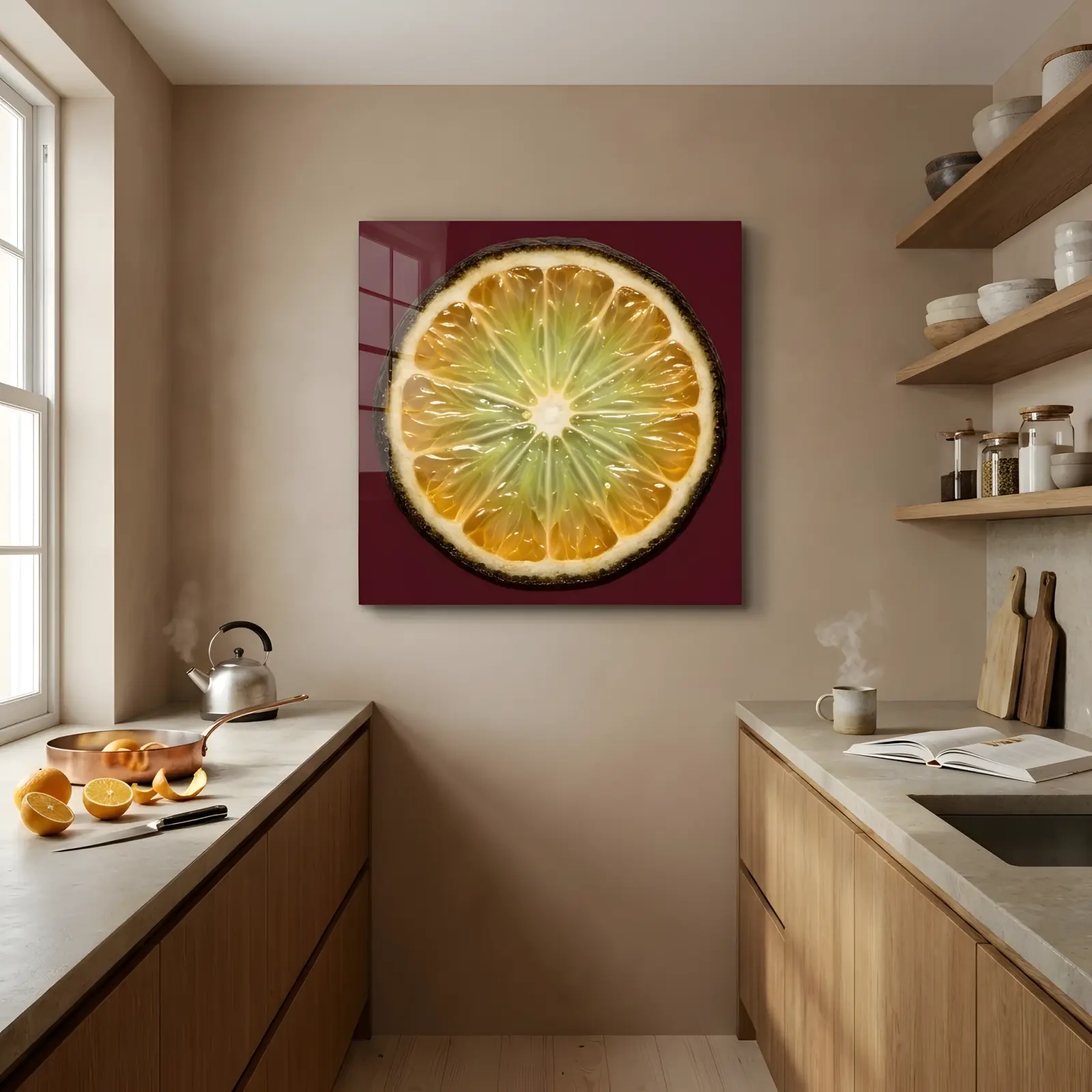 Dried Citrus Slice Botanical Macro Art | Glass Wall Art