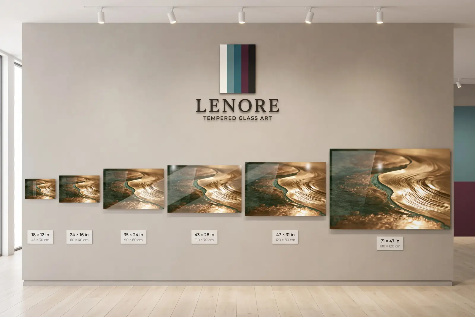 Gold Abstract Coastline Teal Patina Art | Glass Wall Art — 5