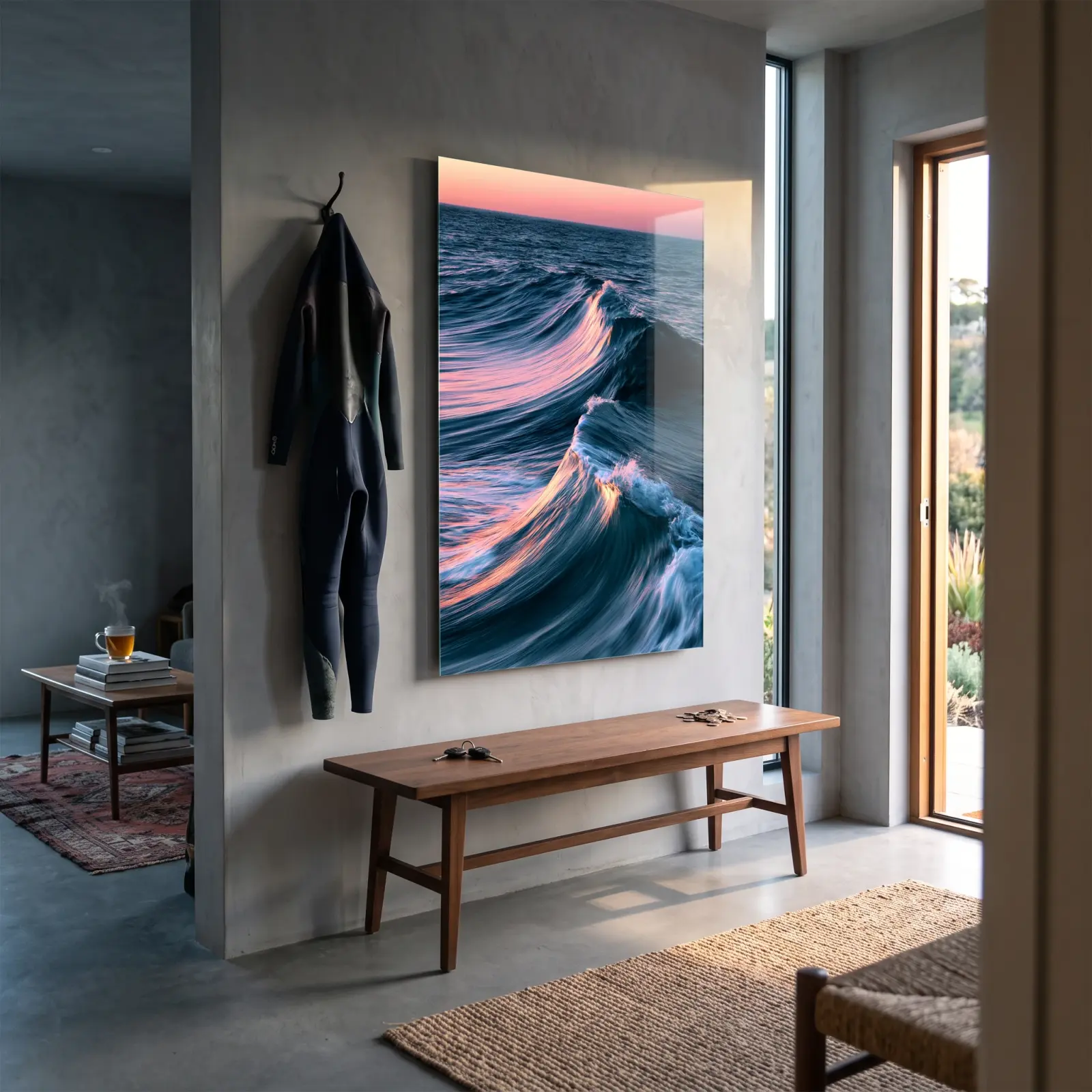 Ocean Wave Glass Wall Art Sunset Seascape | Tempered Glass Print — 2