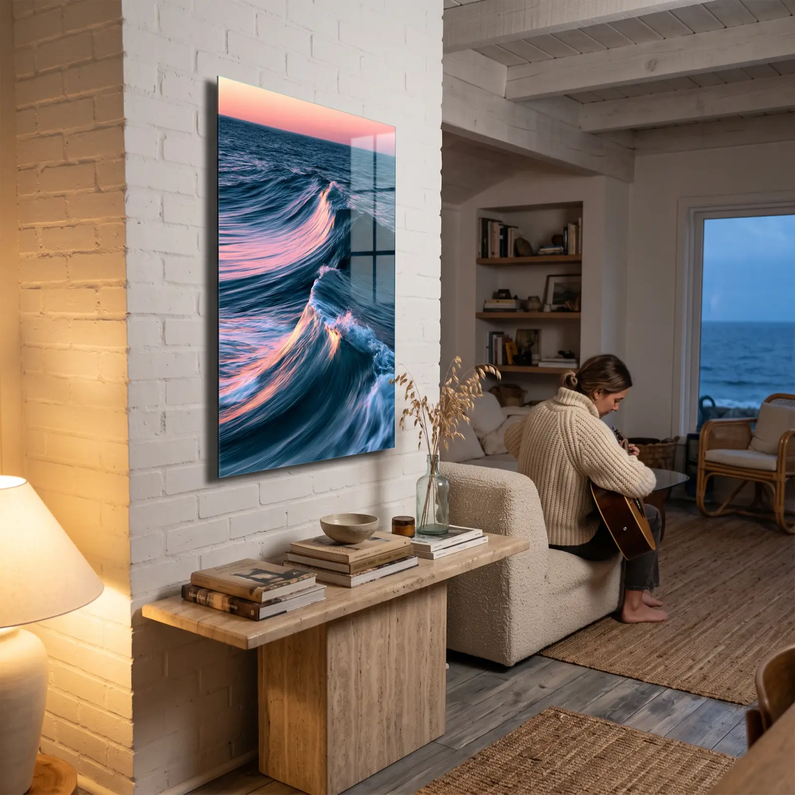 Ocean Wave Glass Wall Art Sunset Seascape | Tempered Glass Print — 3