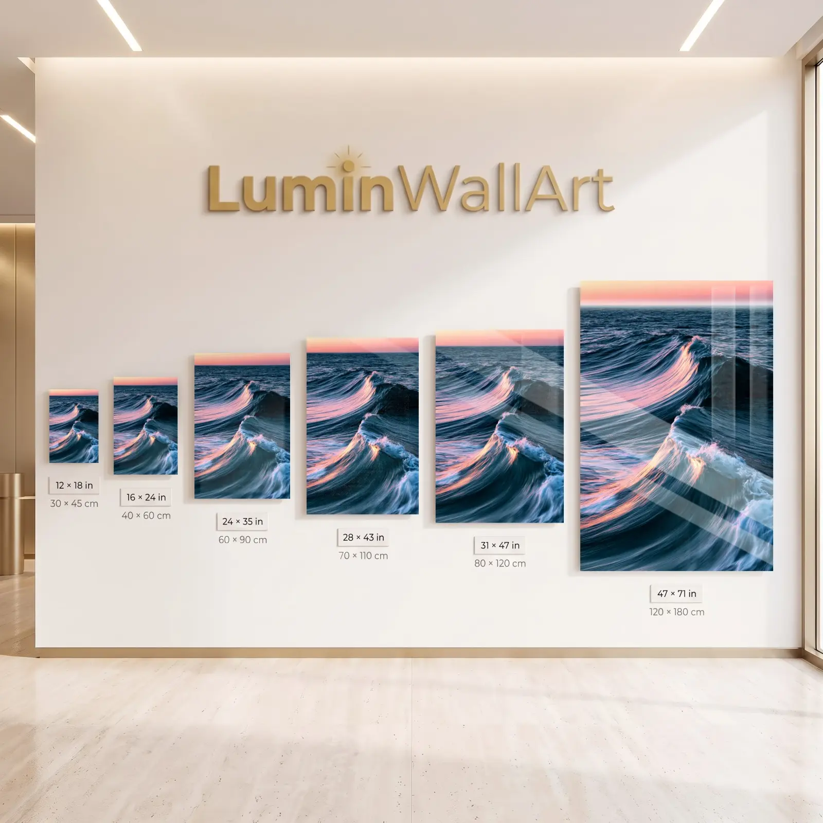 Ocean Wave Glass Wall Art Sunset Seascape | Tempered Glass Print — 7