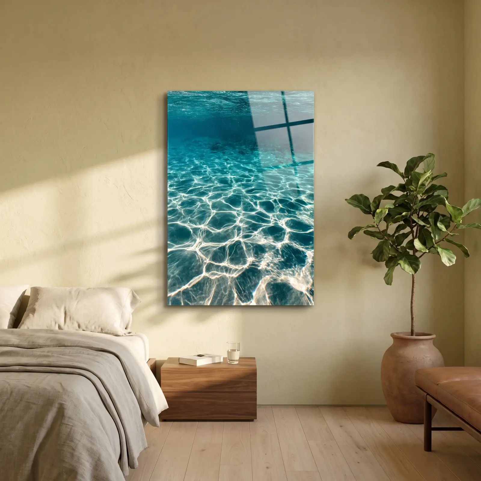 Turquoise Ocean Water Ripples Shallow Sea | Glass Wall Art