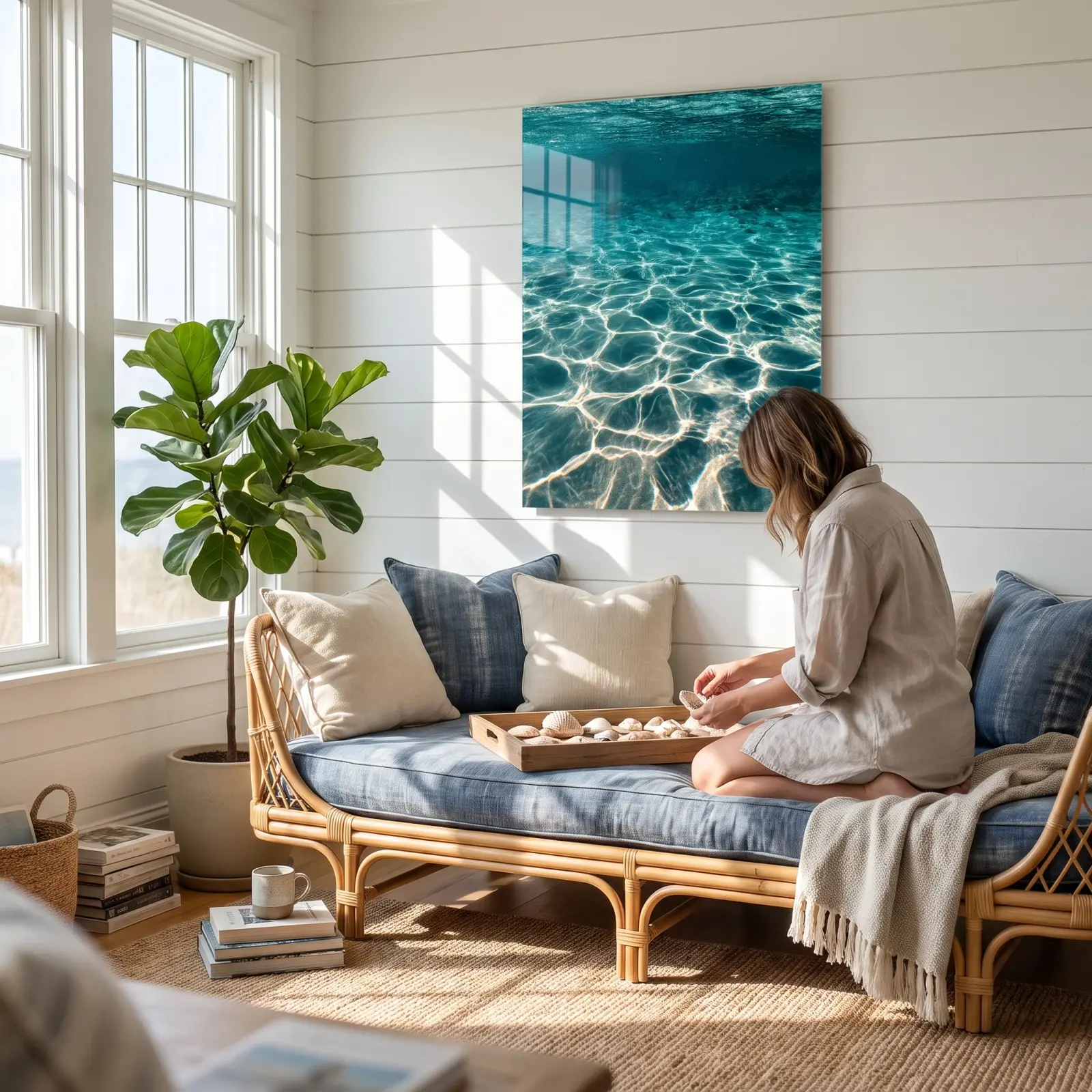 Turquoise Ocean Water Ripples Shallow Sea | Glass Wall Art — 3