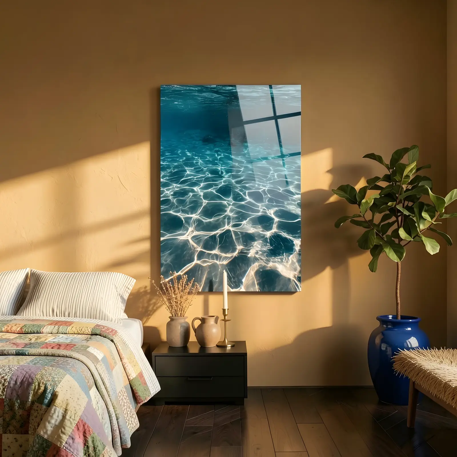 Turquoise Ocean Water Ripples Shallow Sea | Glass Wall Art — 4