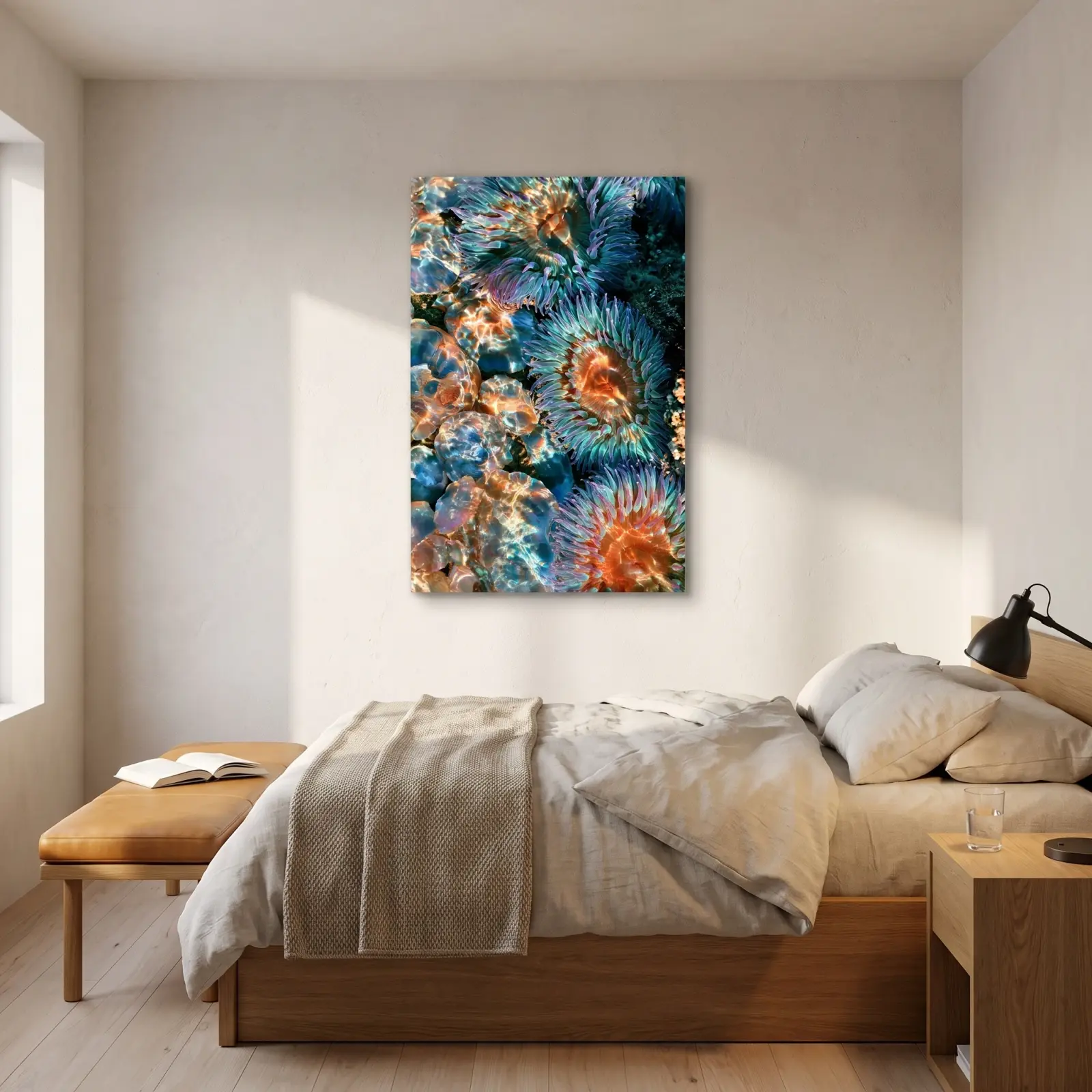Sea Anemone Tide Pool Coastal Ocean Macro | Glass Wall Art