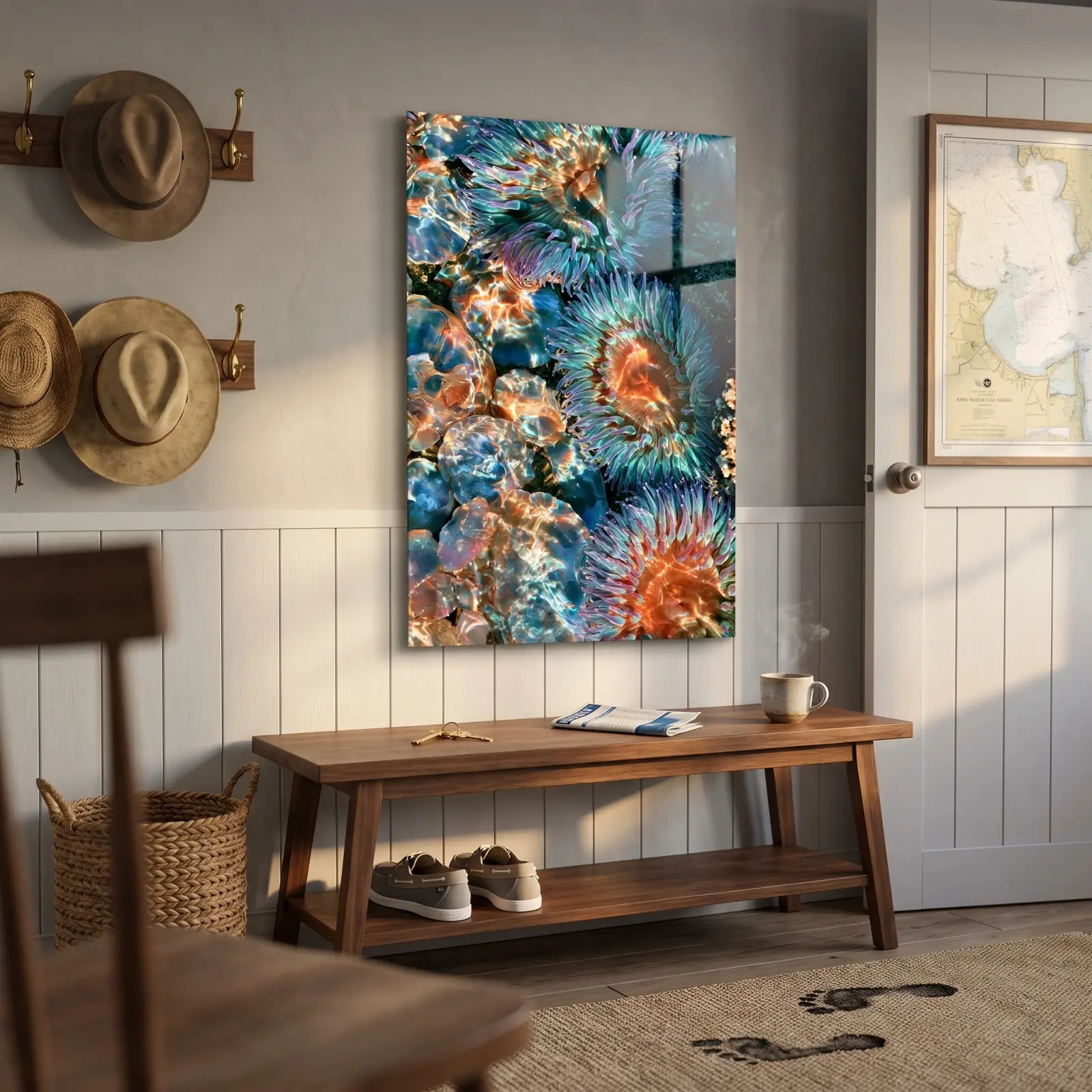 Sea Anemone Tide Pool Coastal Ocean Macro | Glass Wall Art — 2