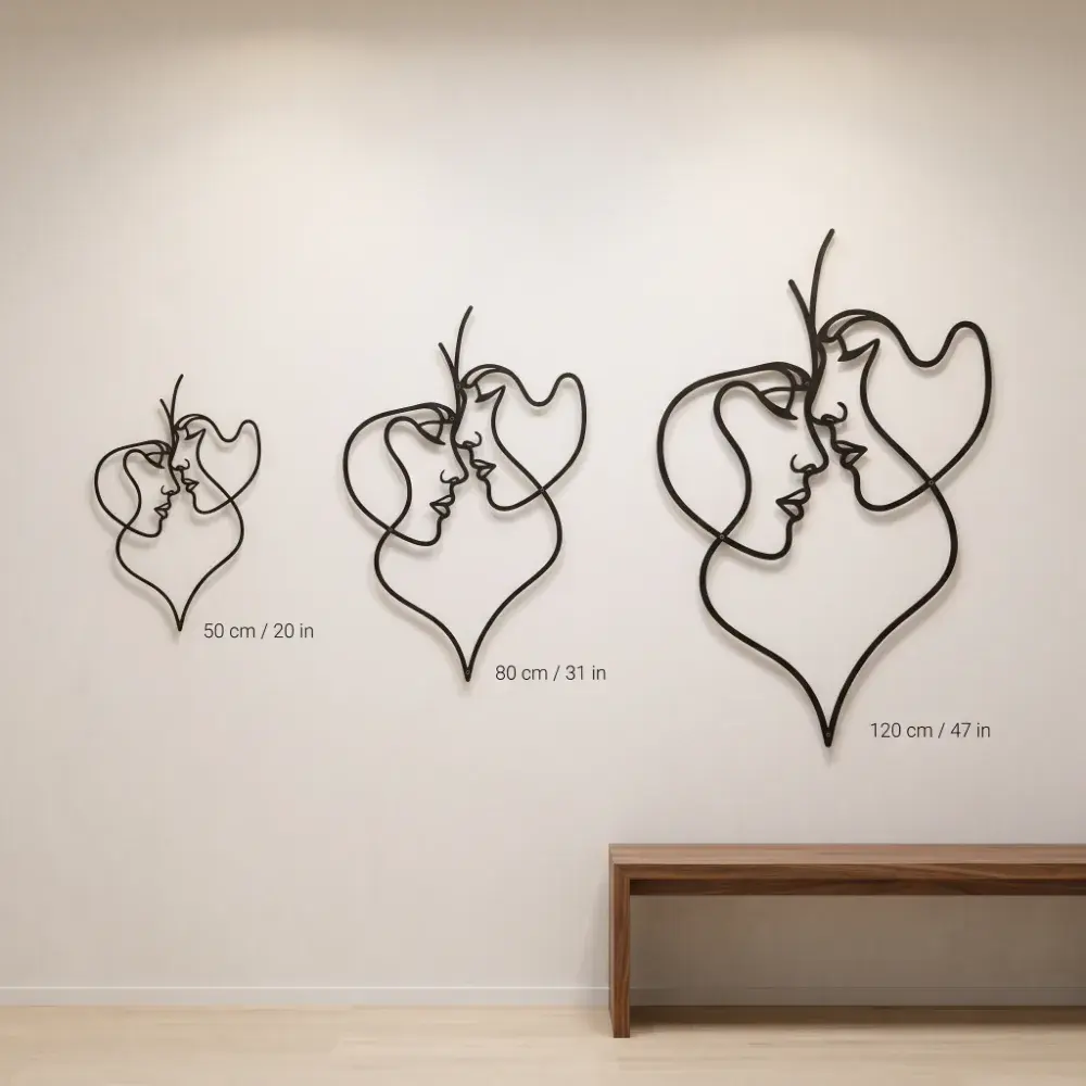 Couple Line Art Metal Wall Art – Tender Threshold, Romantic Bedroom Decor — 7