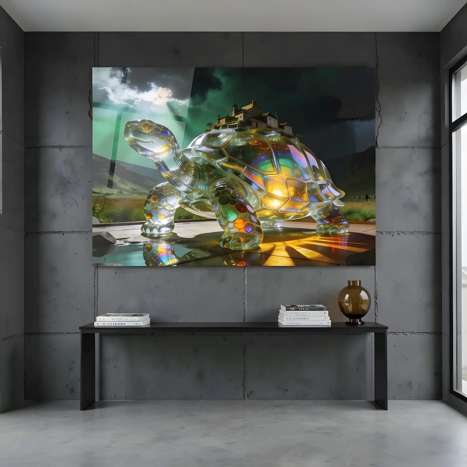 Crystal Turtle Castle Fantasy Landscape | Glass Wall Art — 5