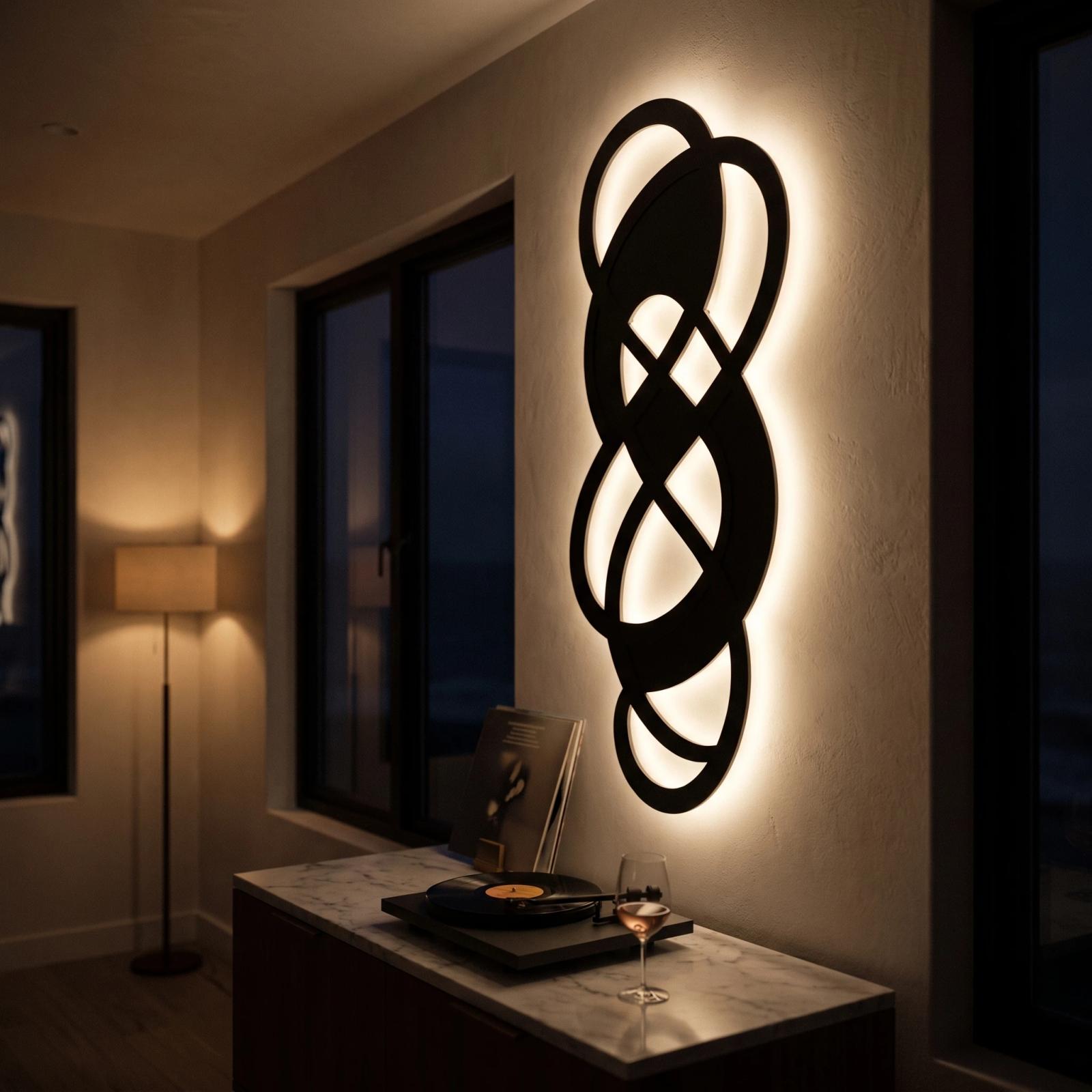 Abstract Coil Metal LED Wall Art – Endless Coil, Modern Living Room Decor — 2