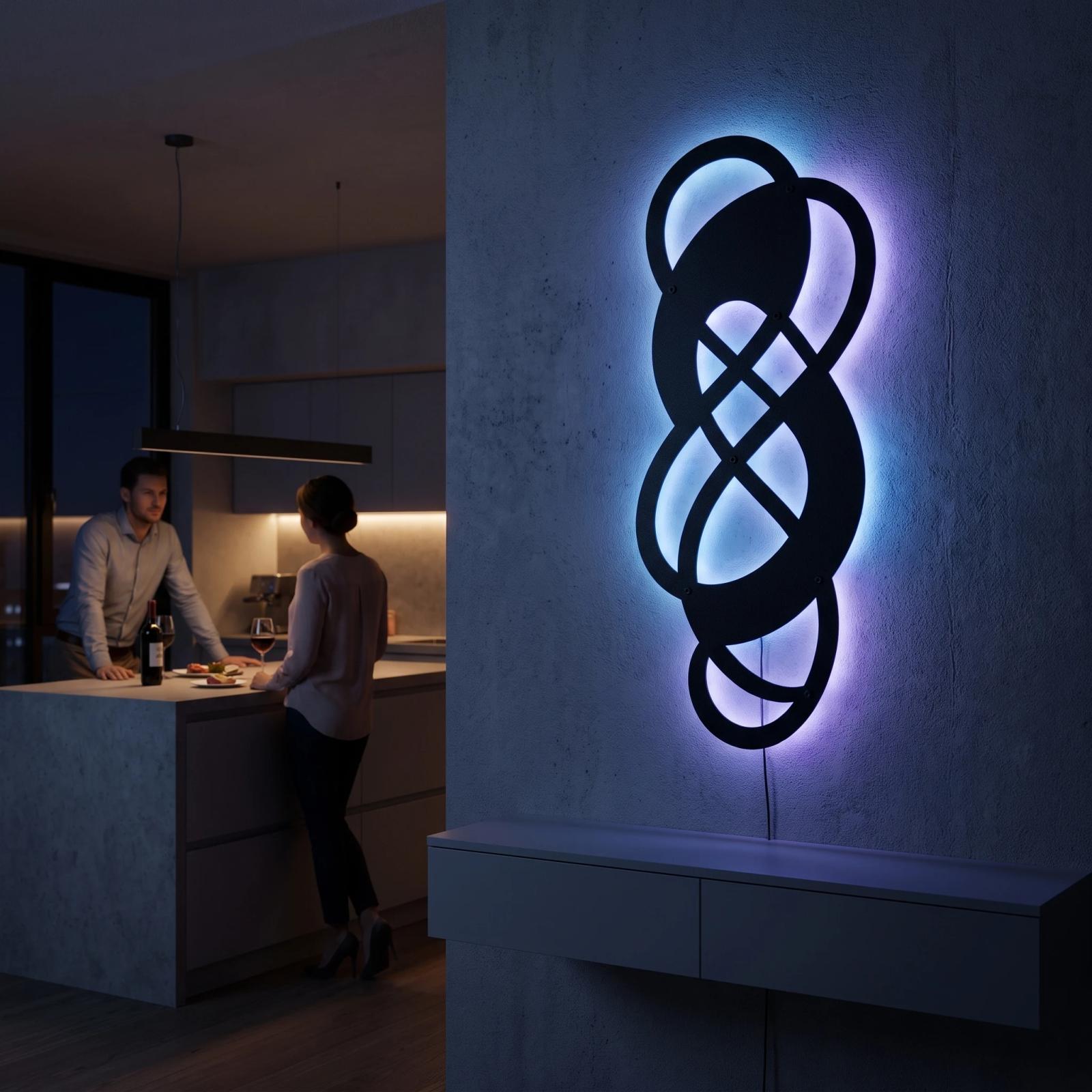 Abstract Coil Metal LED Wall Art – Endless Coil, Modern Living Room Decor — 3