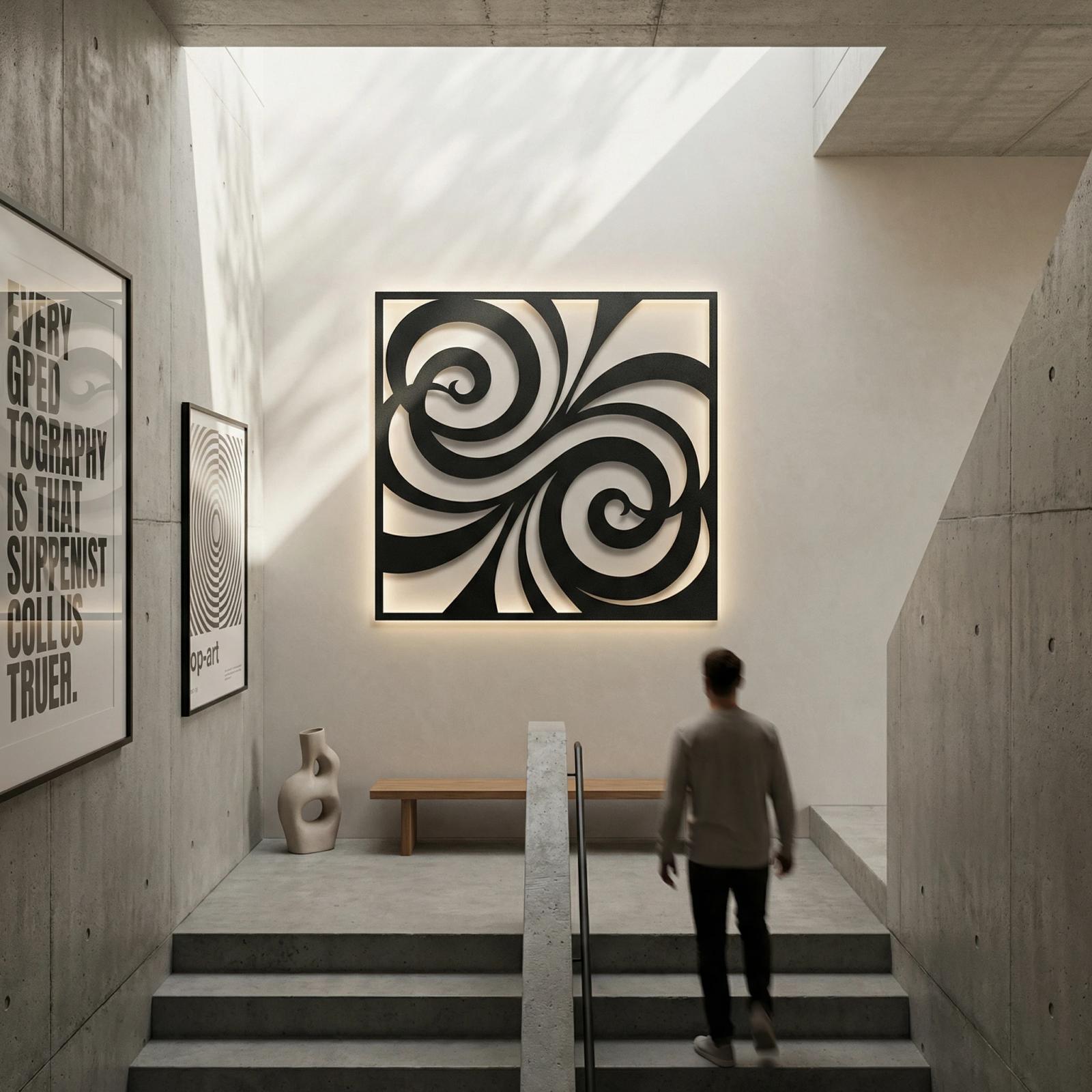 Abstract Swirl Metal Wall Art – Hypnotic Wave, Modern Living Room Decor — 5